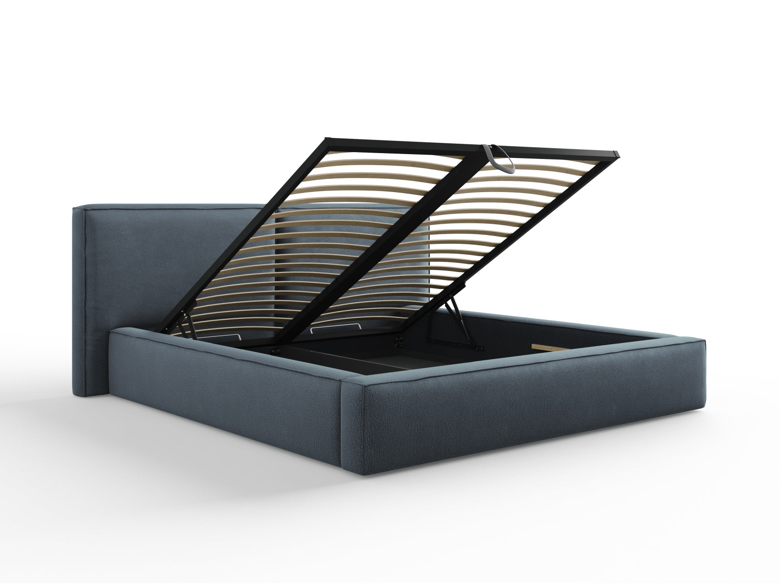 Arendal Bett mit Stauraumfunktion mit doppeltem Headboard  234cm in Blue präsentiert im Onlineshop von KAQTU Design AG. Bett ist von Cosmopolitan Design
