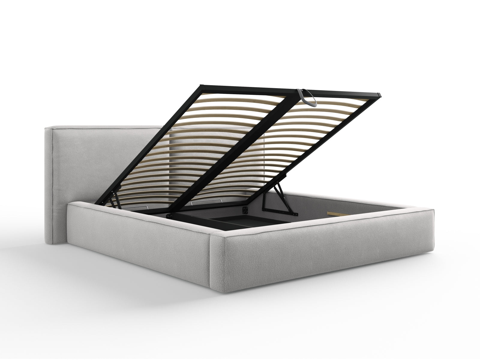 Arendal Bett mit Stauraumfunktion mit doppeltem Headboard  234cm in Light Grey präsentiert im Onlineshop von KAQTU Design AG. Bett ist von Cosmopolitan Design