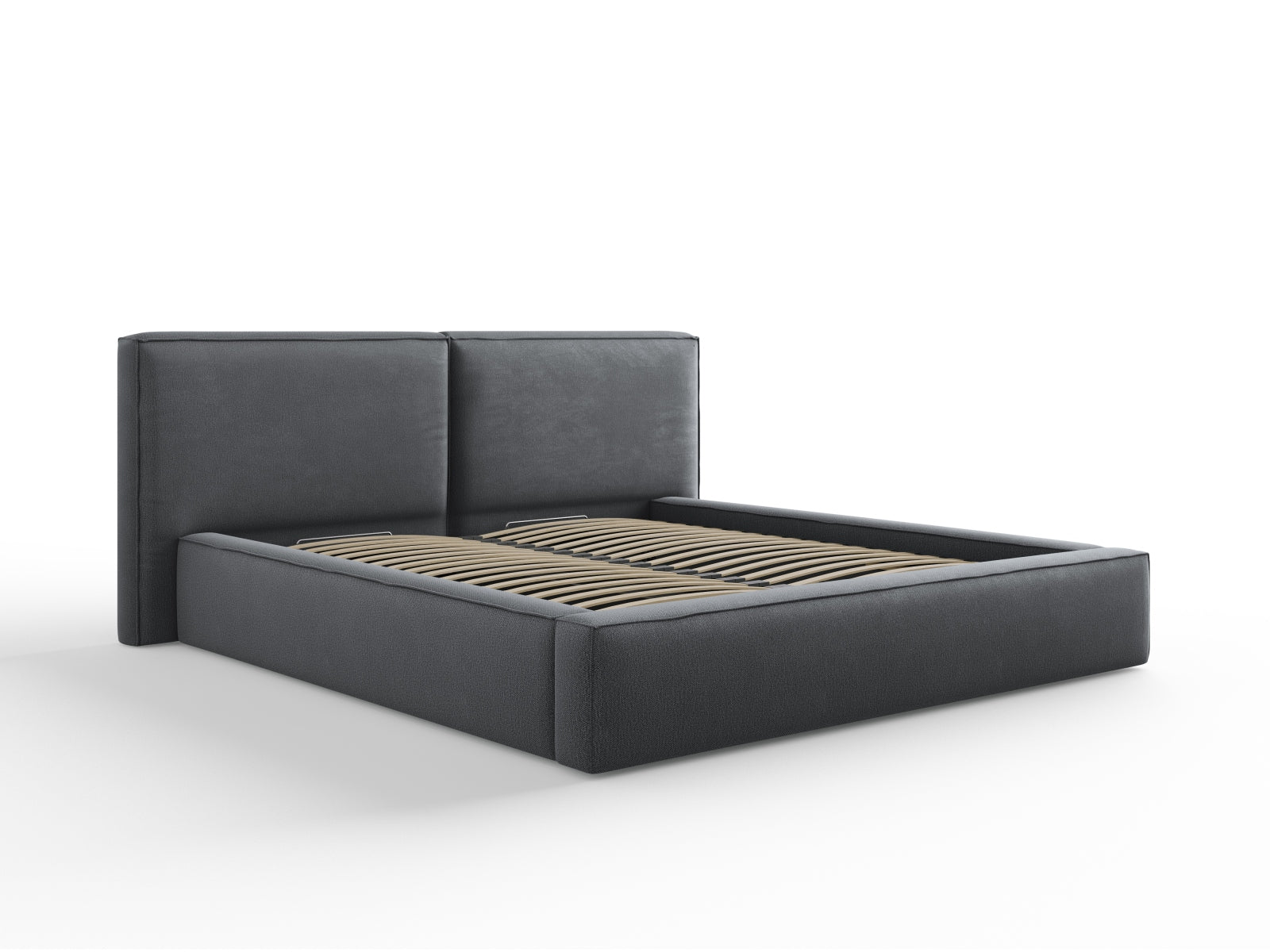 Arendal Velour Bett mit Stauraum und doppeltem Headboard 180cm in Dark Grey-Megan präsentiert im Onlineshop von KAQTU Design AG. Bett ist von Cosmopolitan Design
