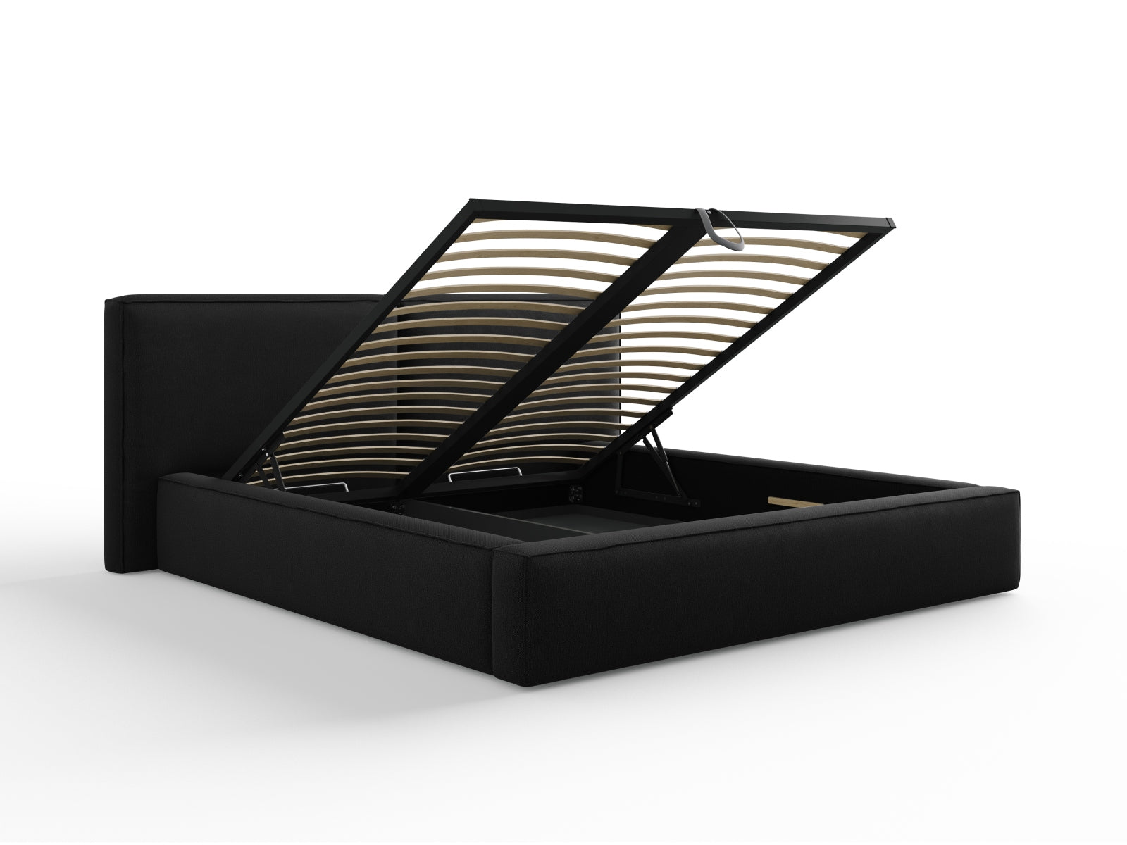 Arendal Bett mit Stauraumfunktion mit doppeltem Headboard  234cm in Black präsentiert im Onlineshop von KAQTU Design AG. Bett ist von Cosmopolitan Design