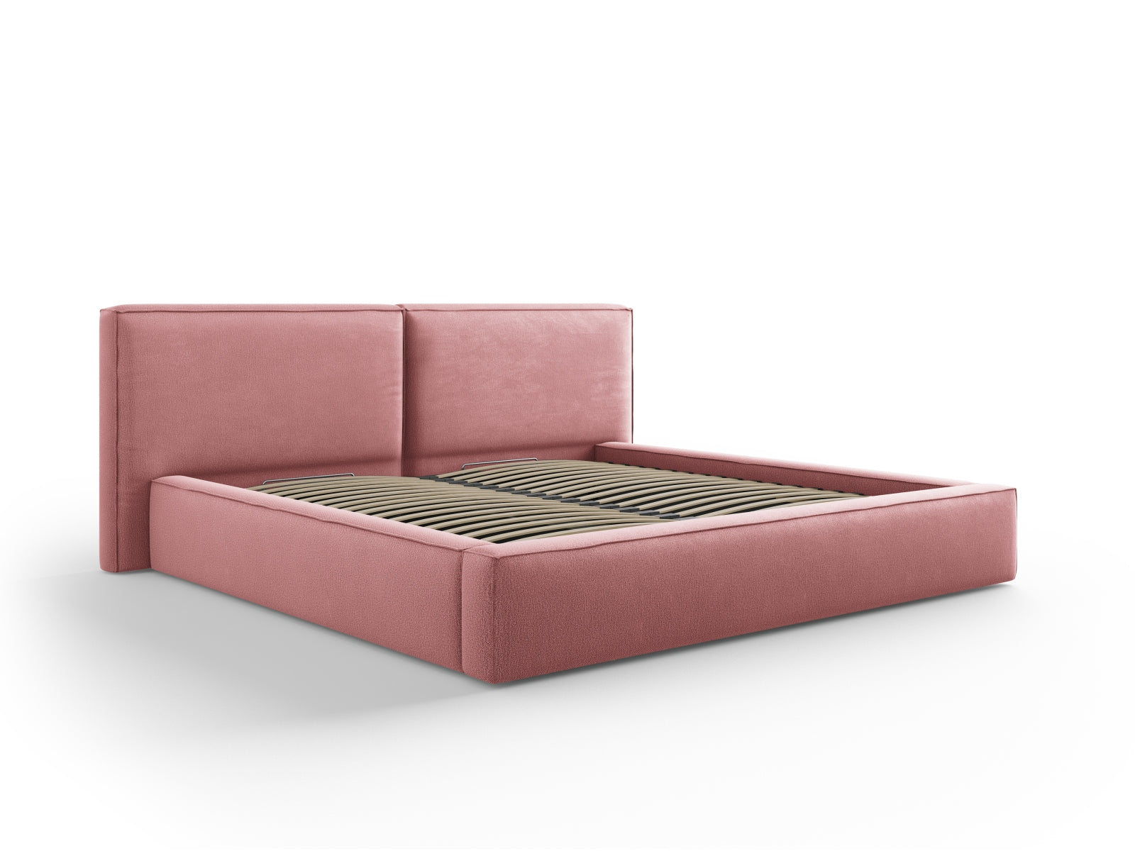 Arendal Velour Bett mit Stauraum und doppeltem Headboard 200cm in Pink-Megan präsentiert im Onlineshop von KAQTU Design AG. Bett ist von Cosmopolitan Design