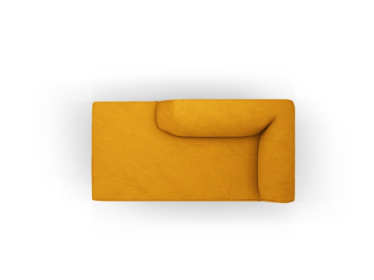 Chaiselongue Siena links, 1-Sitzer 181cm, Cordstoff Scala in Light Beige, Massivholzrahmen, schwarze Kunststoffbeine, niedrige Rückenlehne.