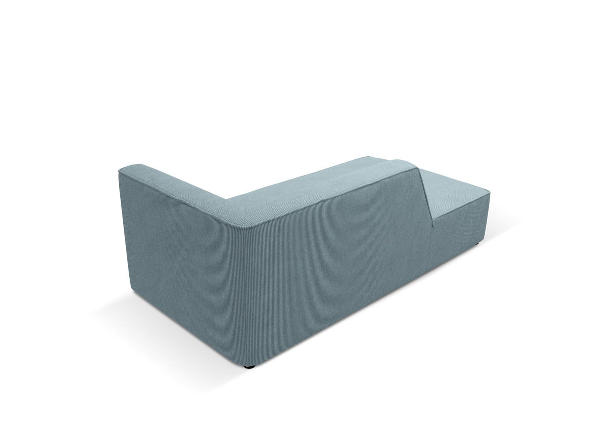 Chaiselongue Siena links, 1-Sitzer 181cm, Cordstoff Scala in Light Beige, Massivholzrahmen, schwarze Kunststoffbeine, niedrige Rückenlehne.