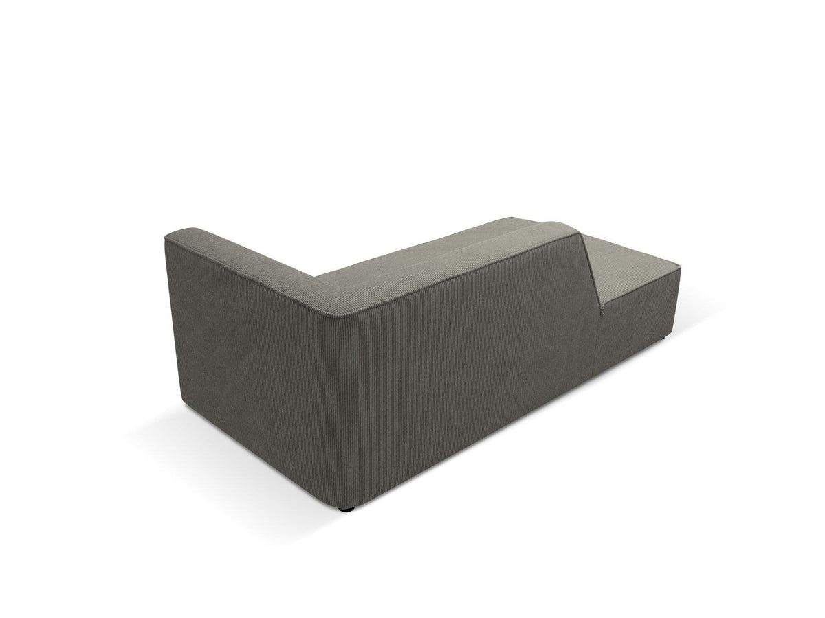 Chaiselongue Siena links, 1-Sitzer 181cm, Cordstoff Scala in Light Beige, Massivholzrahmen, schwarze Kunststoffbeine, niedrige Rückenlehne.