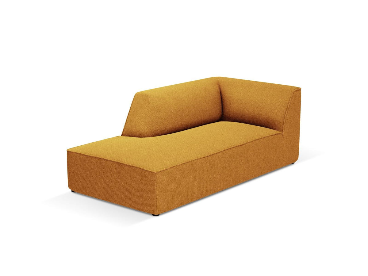Chaiselongue Siena links, 1-Sitzer 181cm, Cordstoff Scala in Light Beige, Massivholzrahmen, schwarze Kunststoffbeine, niedrige Rückenlehne.