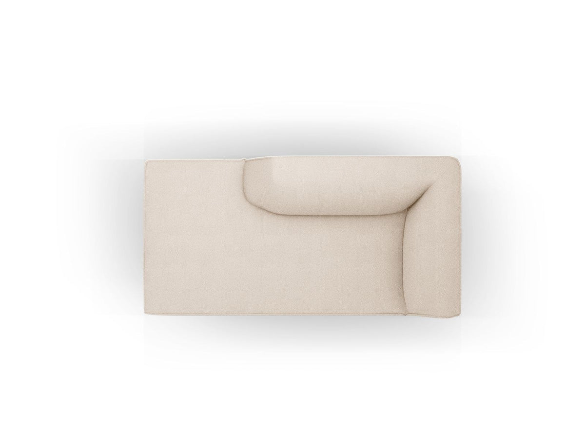 Chaiselongue Siena links, 1-Sitzer 181cm, Cordstoff Scala in Light Beige, Massivholzrahmen, schwarze Kunststoffbeine, niedrige Rückenlehne.