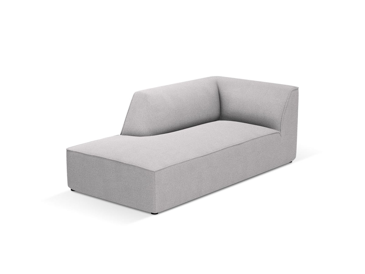Chaiselongue Siena links, 1-Sitzer 181cm, Cordstoff Scala in Light Beige, Massivholzrahmen, schwarze Kunststoffbeine, niedrige Rückenlehne.
