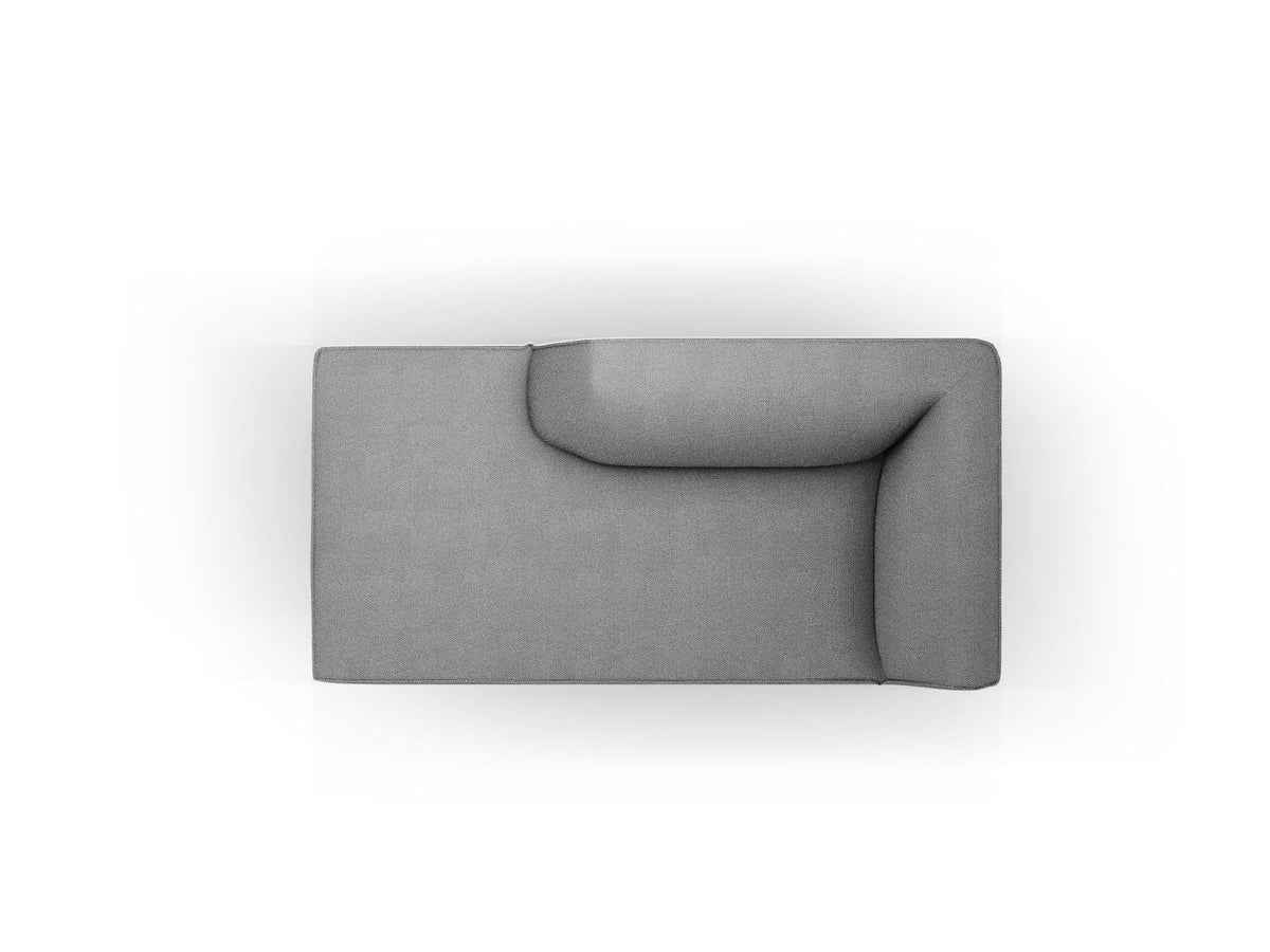 Chaiselongue Siena links, 1-Sitzer 181cm, Cordstoff Scala in Light Beige, Massivholzrahmen, schwarze Kunststoffbeine, niedrige Rückenlehne.