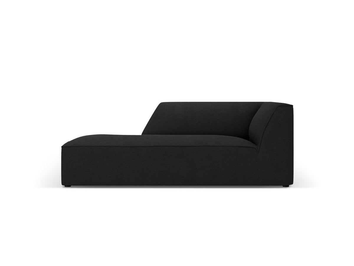 Chaiselongue Siena links, 1-Sitzer 181cm, Cordstoff Scala in Light Beige, Massivholzrahmen, schwarze Kunststoffbeine, niedrige Rückenlehne.