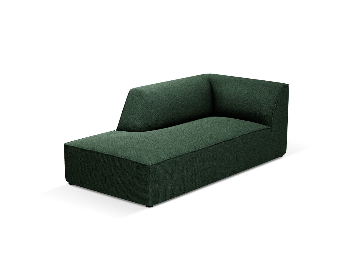 Chaiselongue Siena links, 1-Sitzer 181cm, Cordstoff Scala in Light Beige, Massivholzrahmen, schwarze Kunststoffbeine, niedrige Rückenlehne.