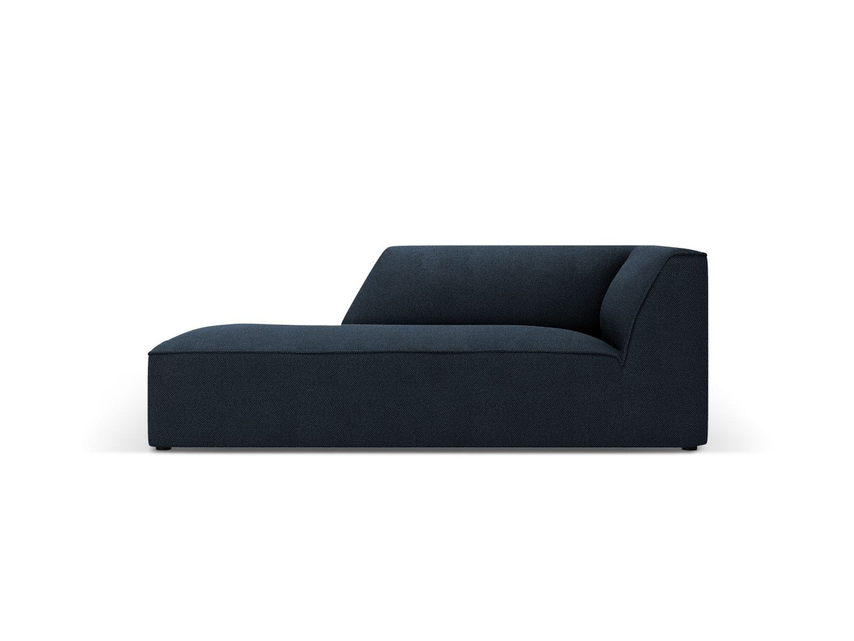 Chaiselongue Siena links, 1-Sitzer 181cm, Cordstoff Scala in Light Beige, Massivholzrahmen, schwarze Kunststoffbeine, niedrige Rückenlehne.