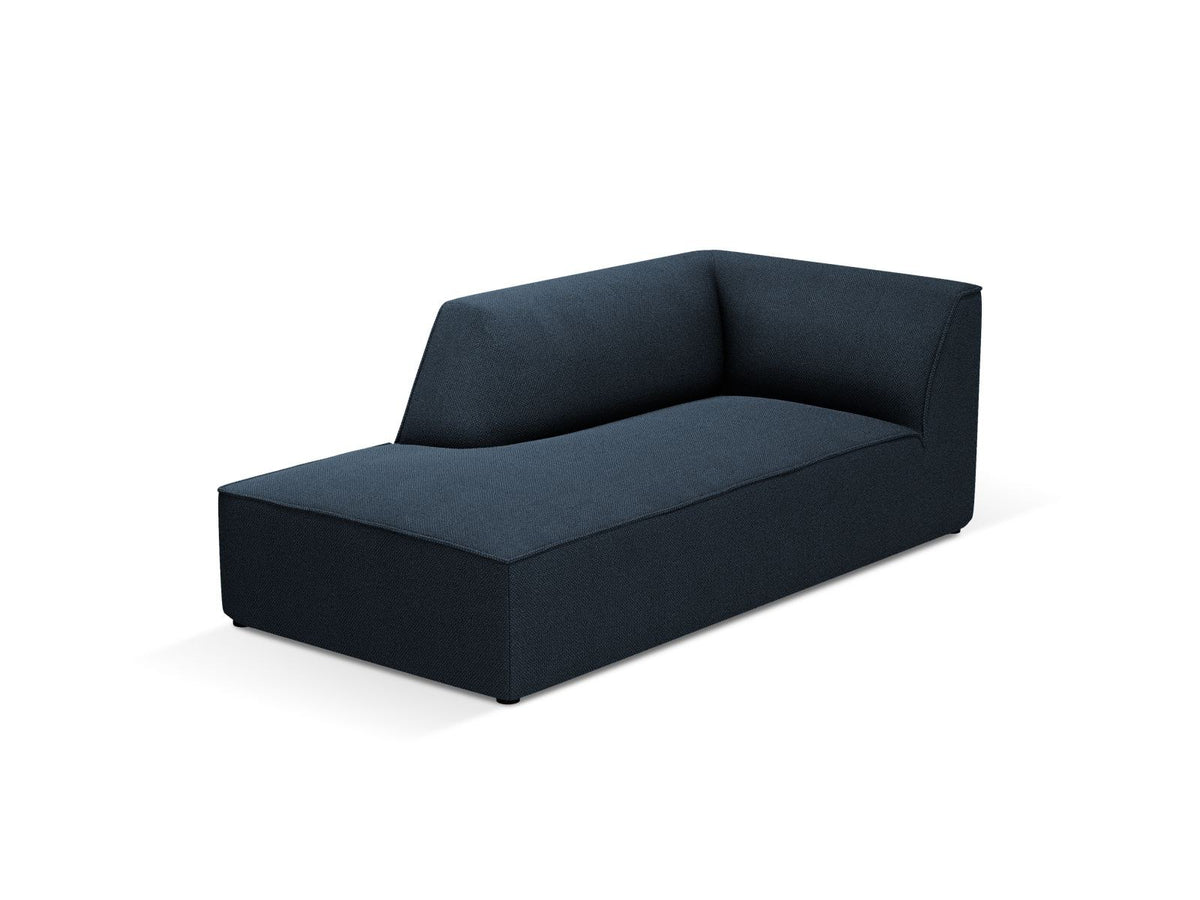 Chaiselongue Siena links, 1-Sitzer 181cm, Cordstoff Scala in Light Beige, Massivholzrahmen, schwarze Kunststoffbeine, niedrige Rückenlehne.
