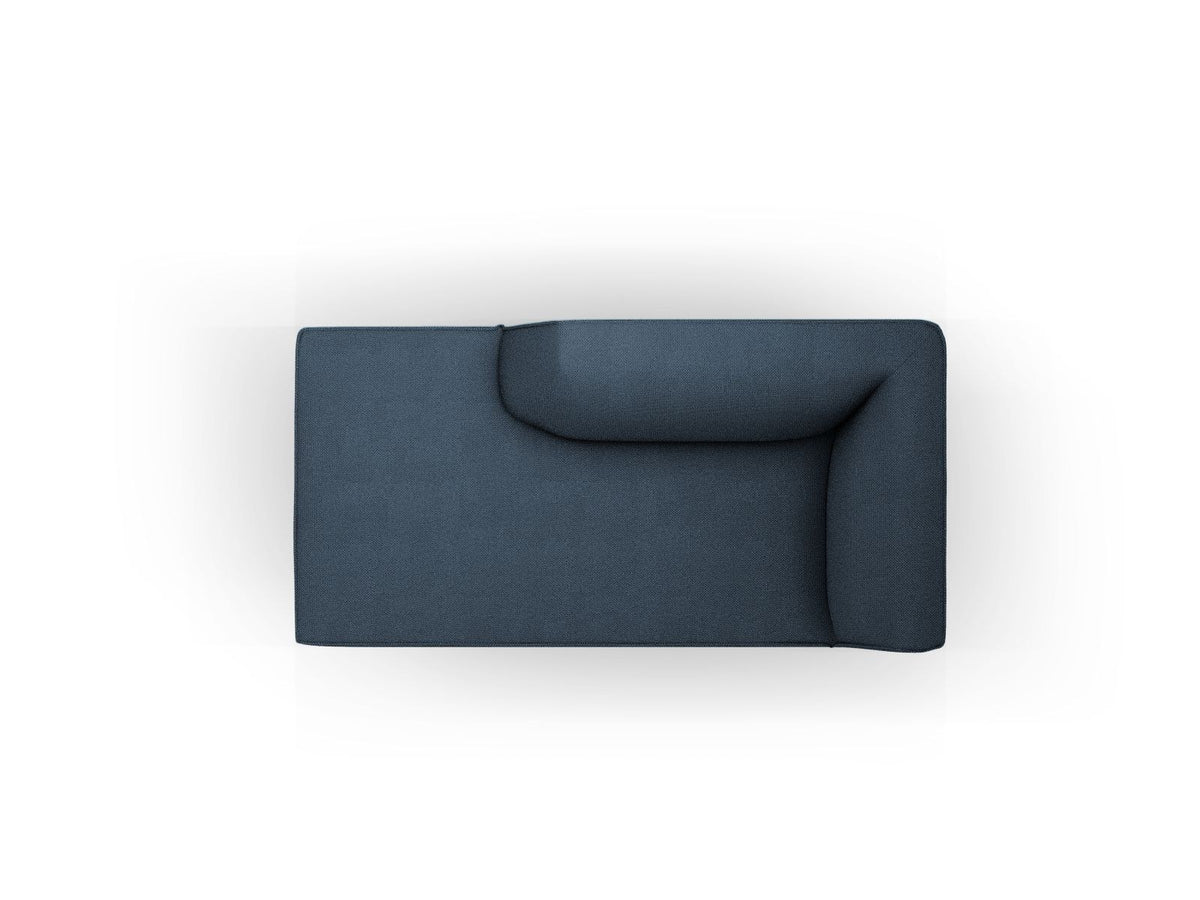 Chaiselongue Siena links, 1-Sitzer 181cm, Cordstoff Scala in Light Beige, Massivholzrahmen, schwarze Kunststoffbeine, niedrige Rückenlehne.
