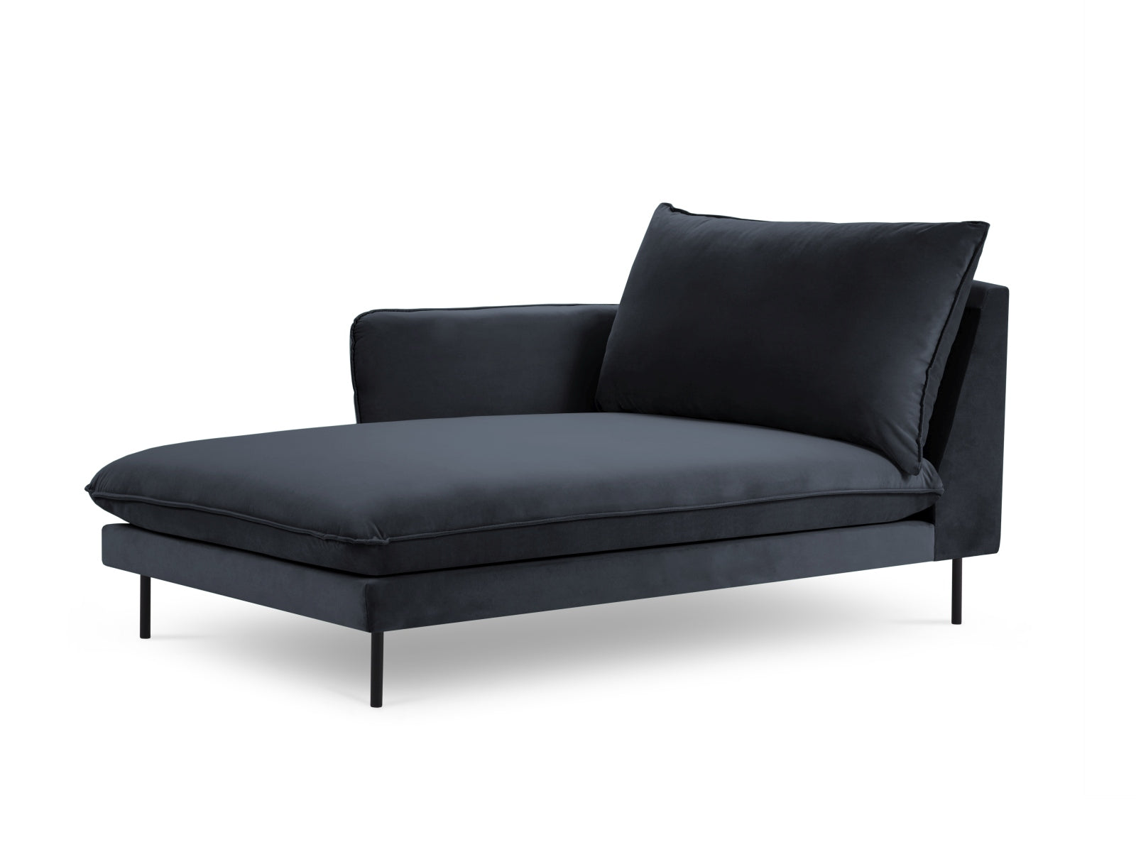 Vienna Velour Sofa Chaise Lounge links 1 Sitz 110cm in Dark Blue/Schwarz präsentiert im Onlineshop von KAQTU Design AG. L-Sofa links ist von Cosmopolitan Design