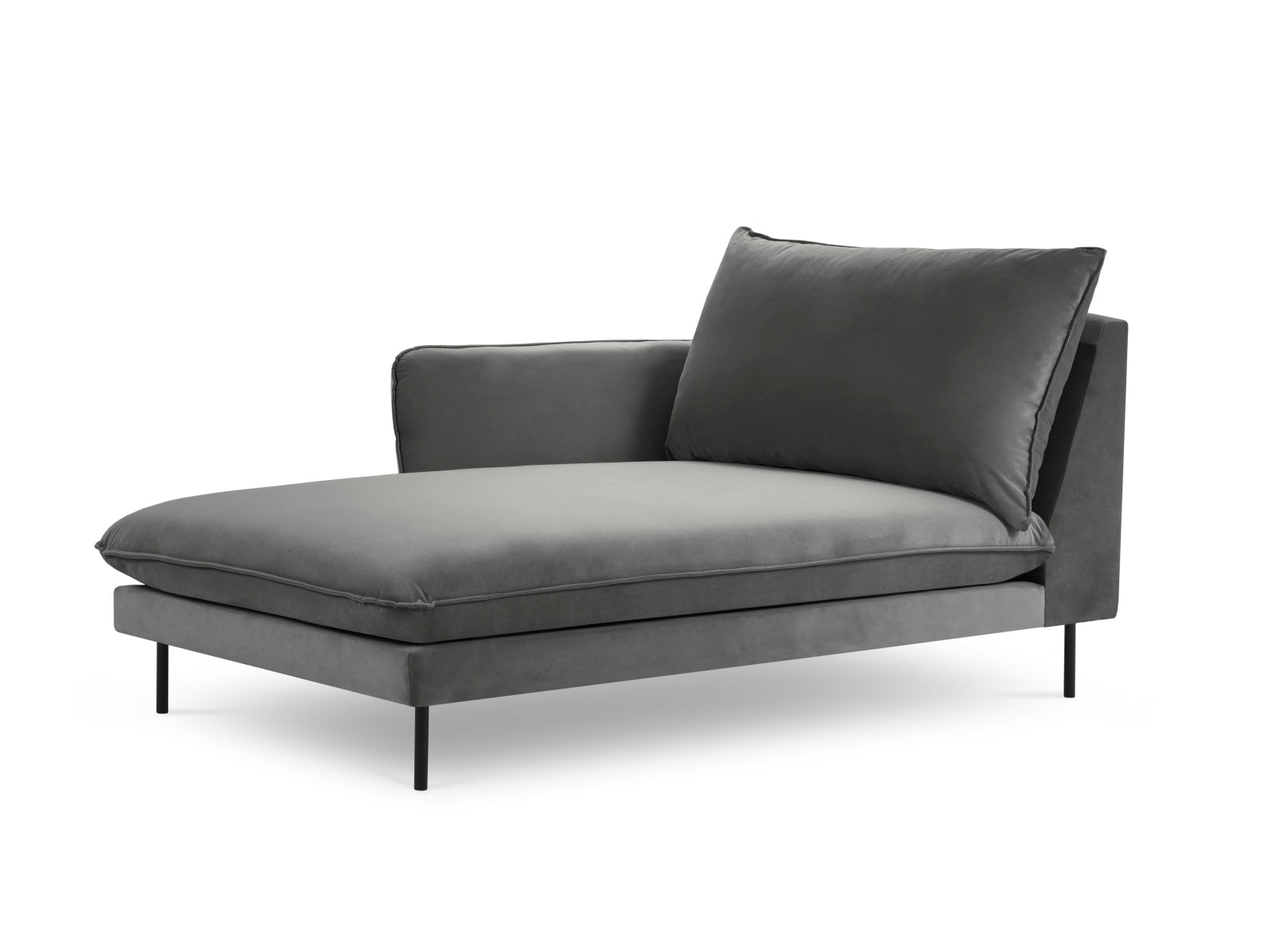 Vienna Velour Sofa Chaise Lounge links 1 Sitz 110cm in Grey/Schwarz präsentiert im Onlineshop von KAQTU Design AG. L-Sofa links ist von Cosmopolitan Design