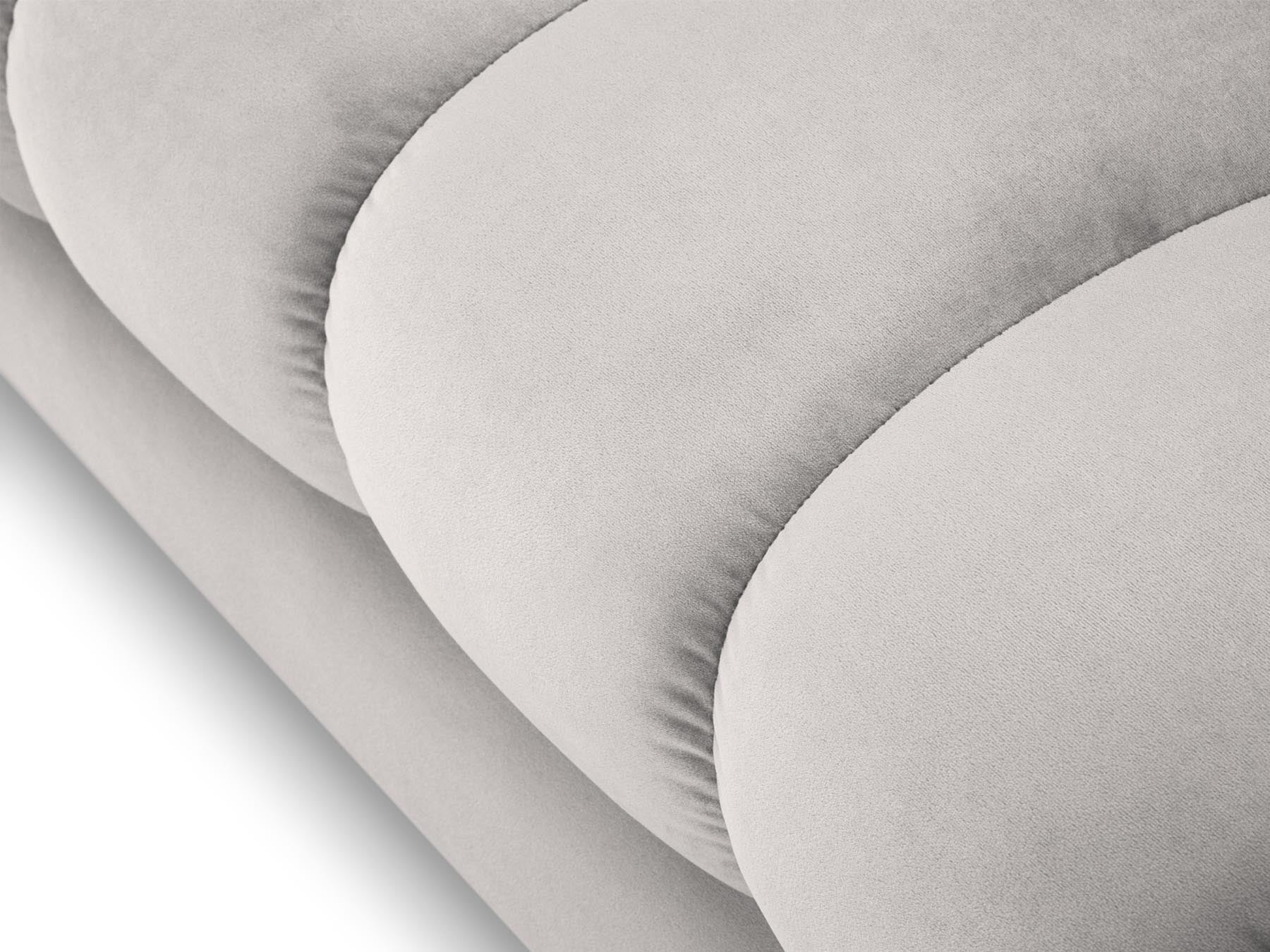 Elegante linke Chaise Longue Bali in Silver-Bluvel, ideal für entspannte Momente und modernes Wohndesign. Teil des modularen Sofas von Cosmopolitan Design.