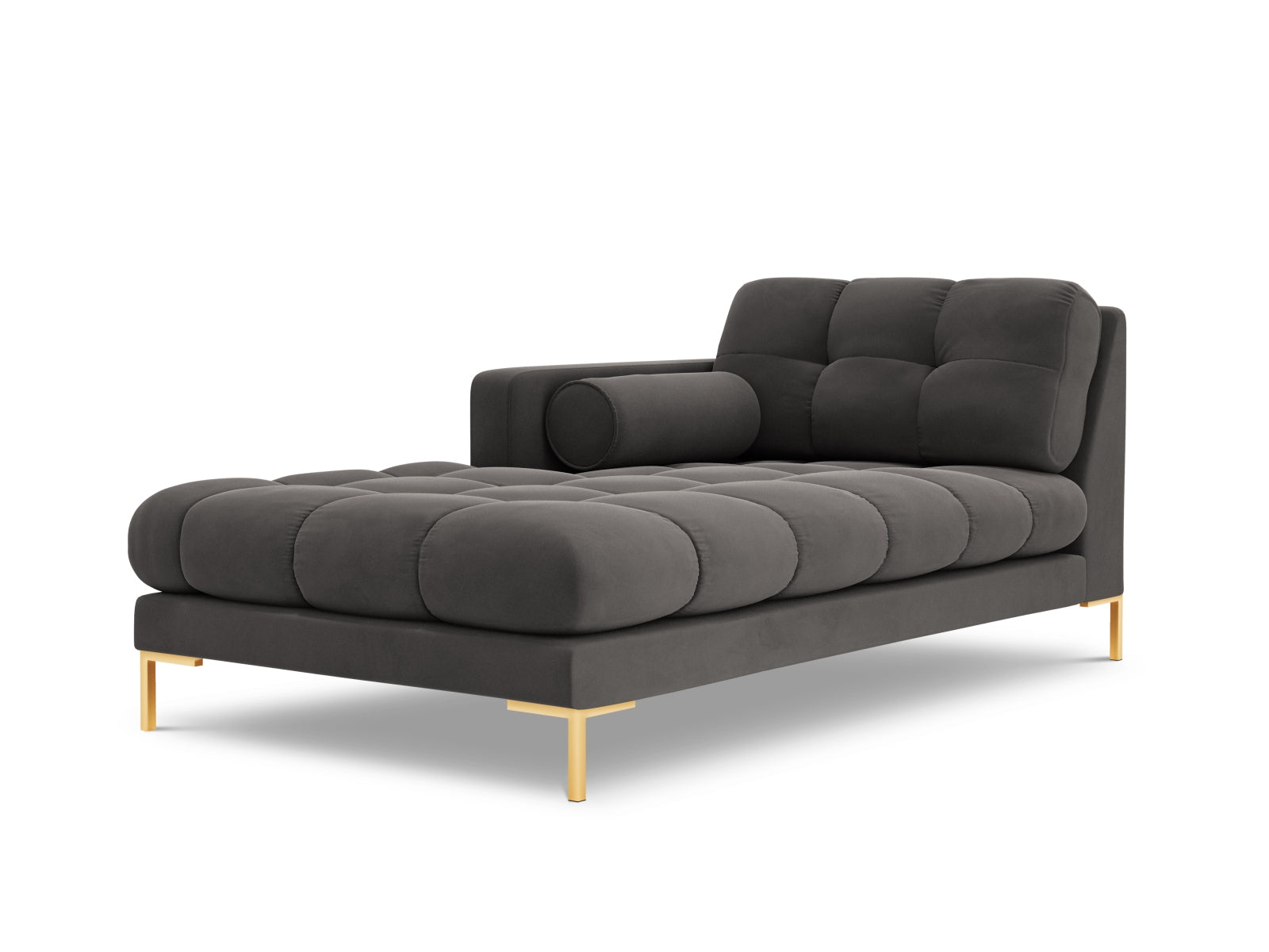 Elegante linke Chaise Longue Bali in sattem Blau, ideal für stilvolle Wohnräume und entspannende Rückzugsorte.
