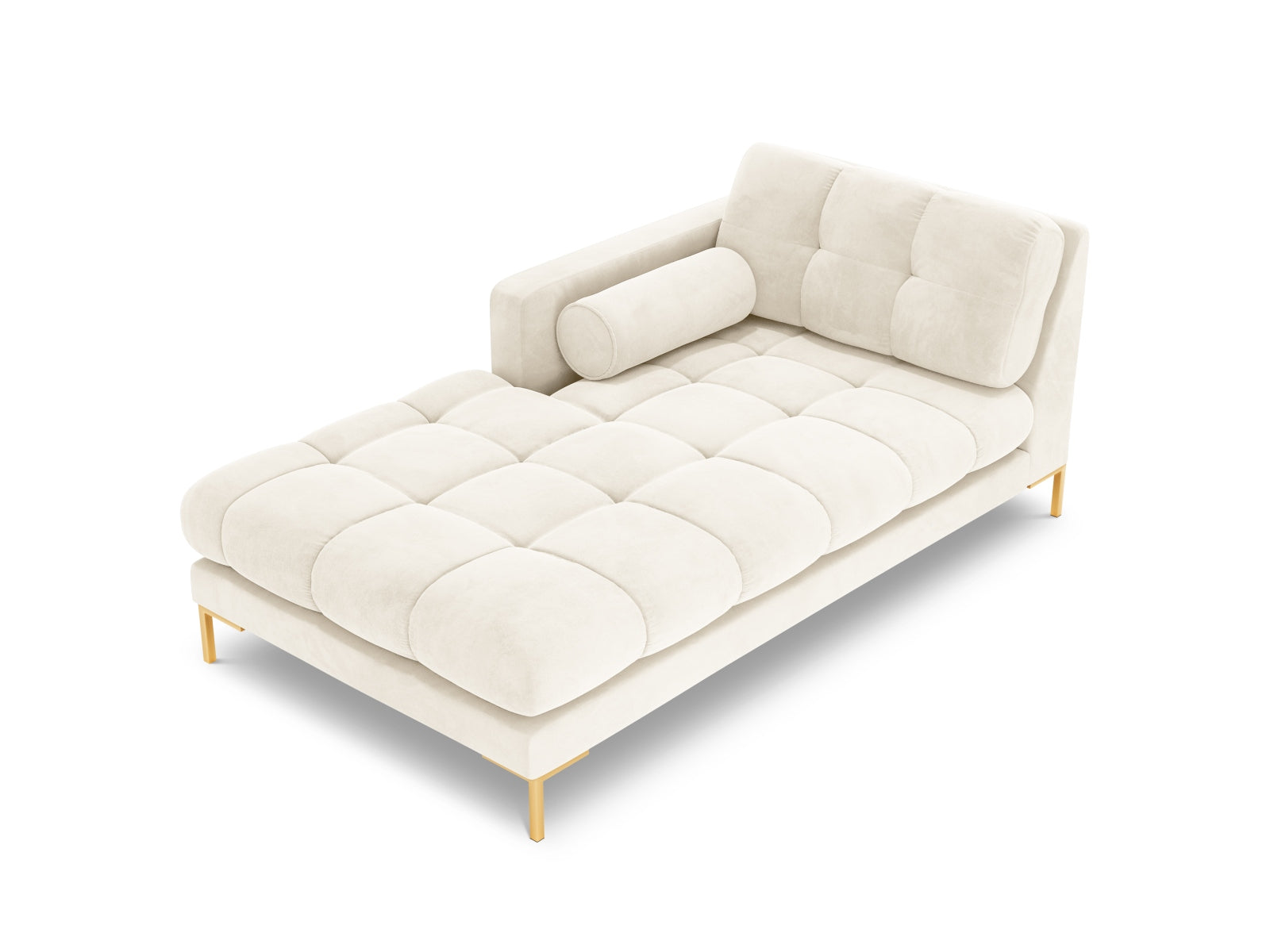 Moderne 1-Sitzer Chaise Longue links Bali in neutralem Beige, perfekt für gemütliche Leseecken und stilvolle Inneneinrichtungen.