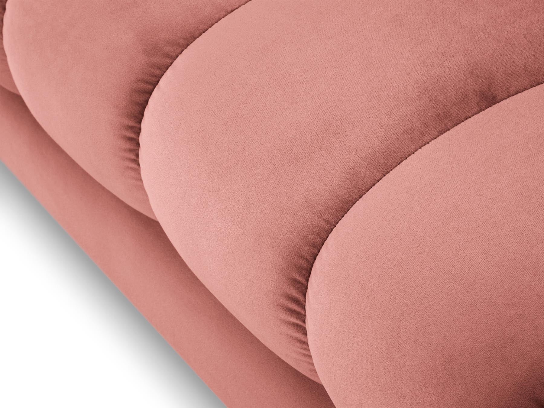Elegante linke Chaise Longue Bali in lebhaftem Pink-Bluvel, ideal für stilvolle Wohnräume und entspannende Rückzugsorte.