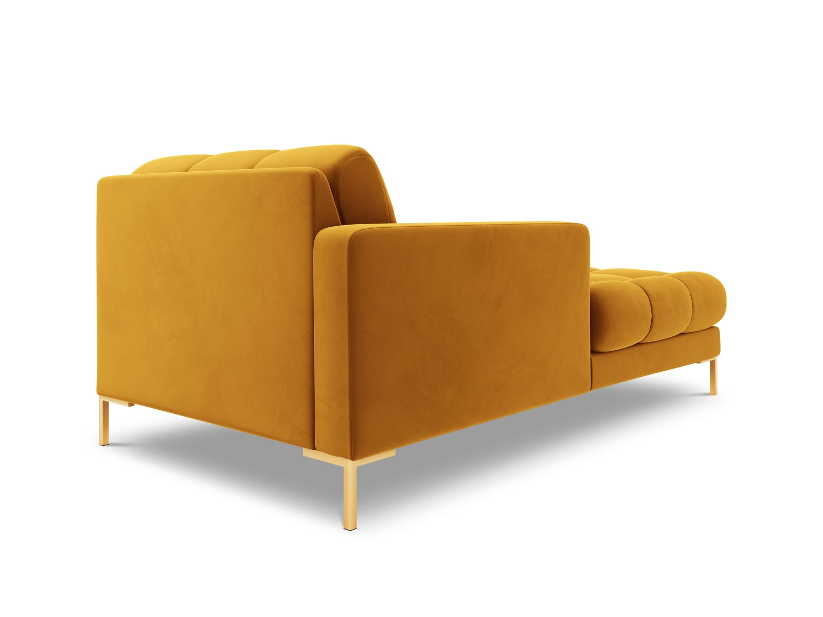 Elegante linke Chaise Longue Bali in leuchtendem Gelb, perfekt für trendbewusste Wohnkonzepte und entspannende Rückzugsorte.