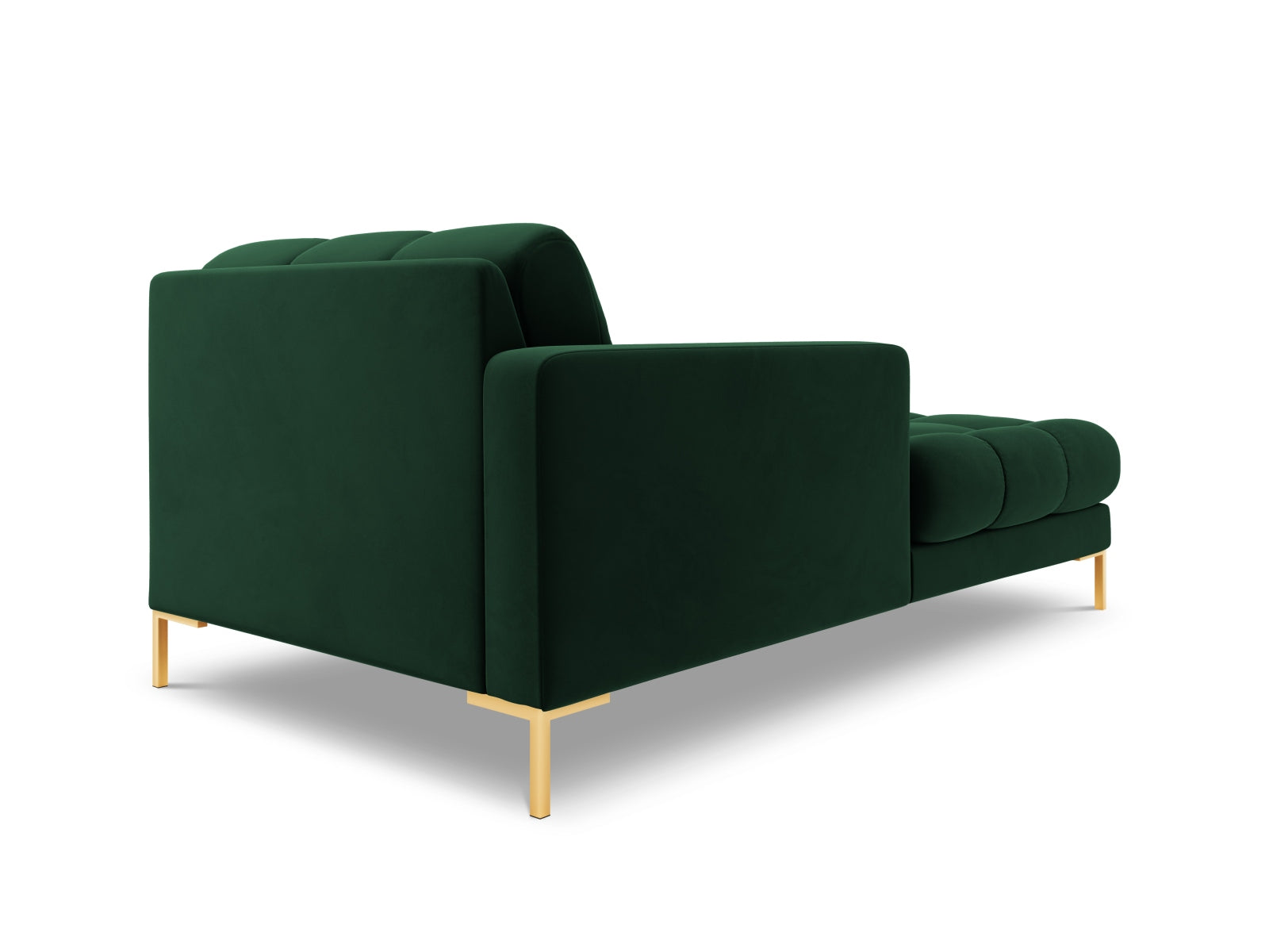 Moderne linke Chaise Longue Bali in tiefem Flaschengrün, perfekt für gemütliche Leseecken und stilvolle Einrichtungskonzepte.