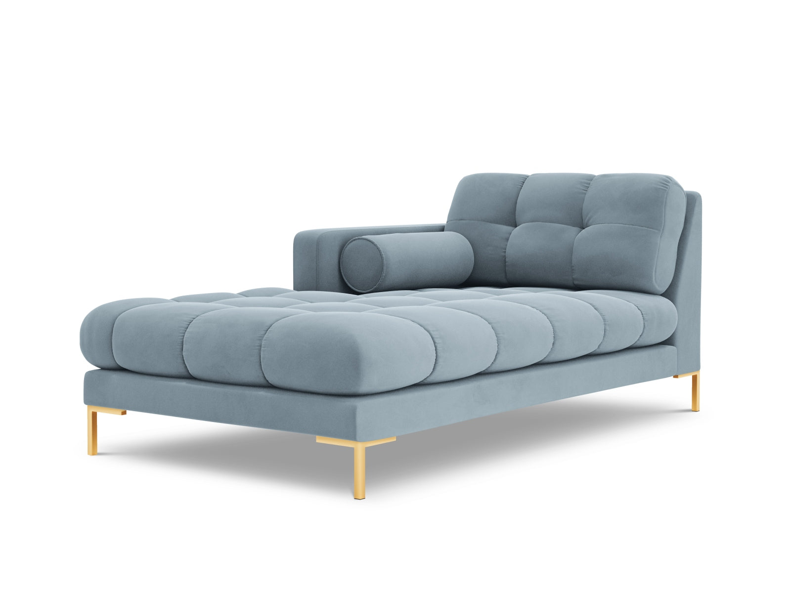 Elegante 1-Sitzer Chaise Longue links Bali in sanftem Hellblau, ideal für stilvolle Wohnräume und entspannende Momente.