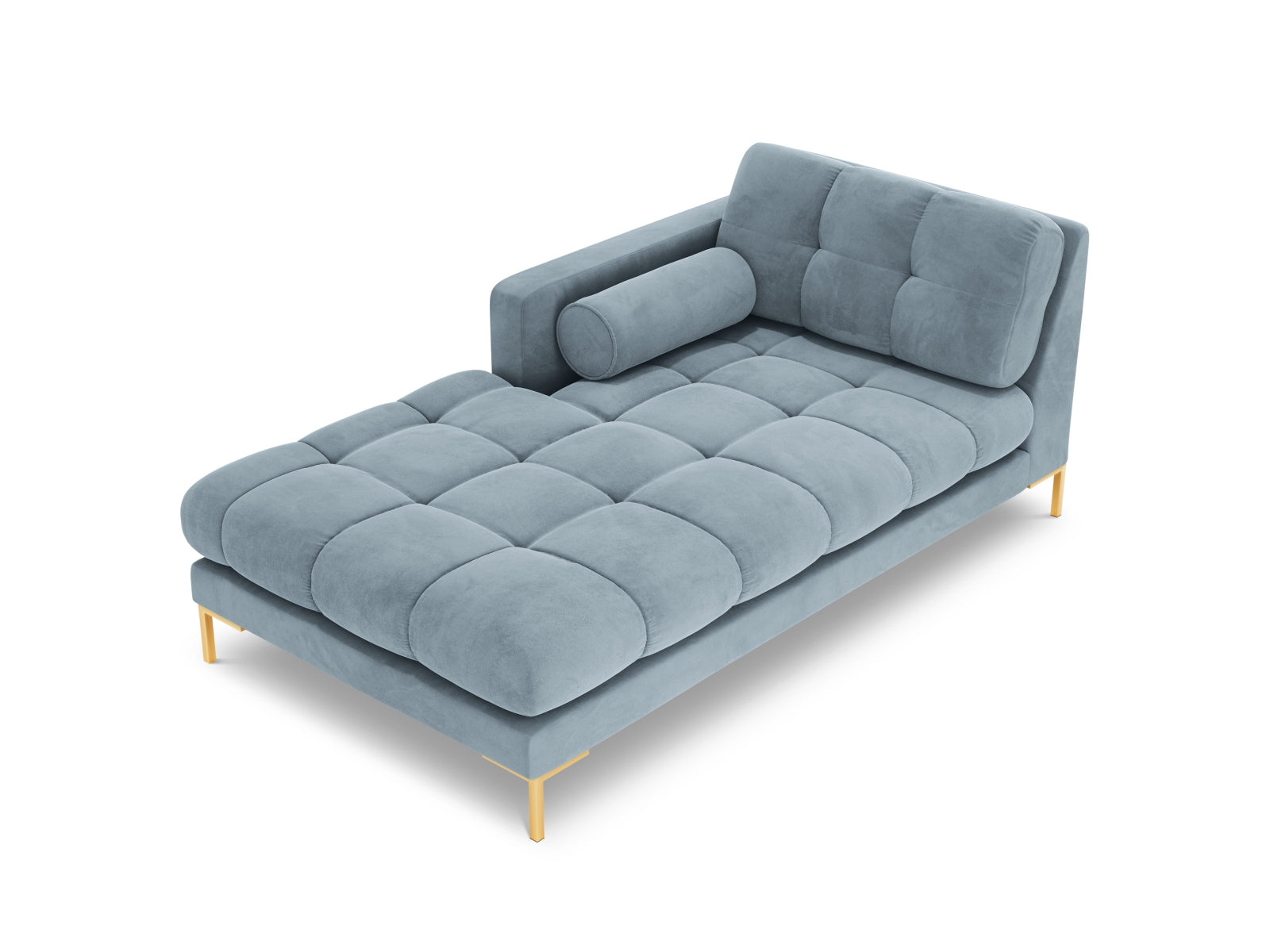 Moderne 1-Sitzer Chaise Longue links Bali in zartem Hellblau, perfekt für gemütliche Ecken und geschmackvolle Einrichtung.