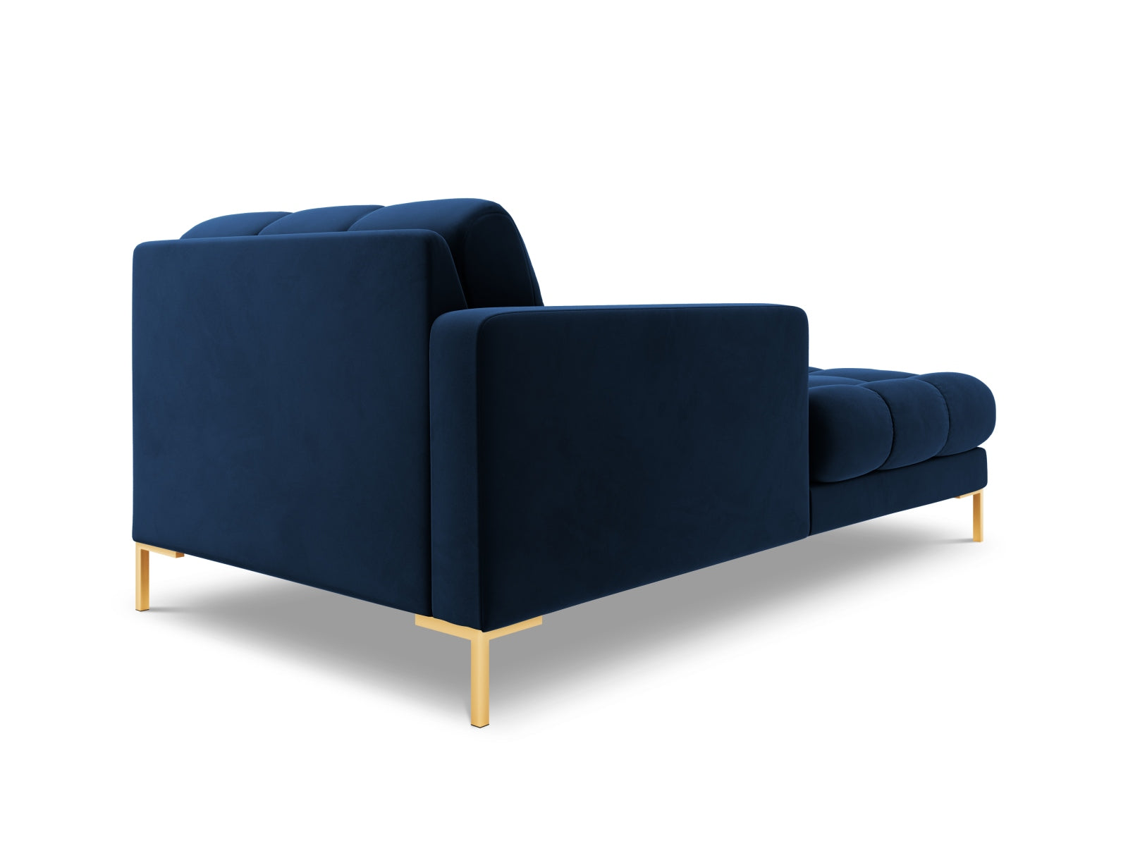Moderne linke Chaise Longue Bali in Royal Blue-Bluvel, perfekt für gemütliche Ecken und stilvolle Einrichtung. Teil des modularen Sofas.