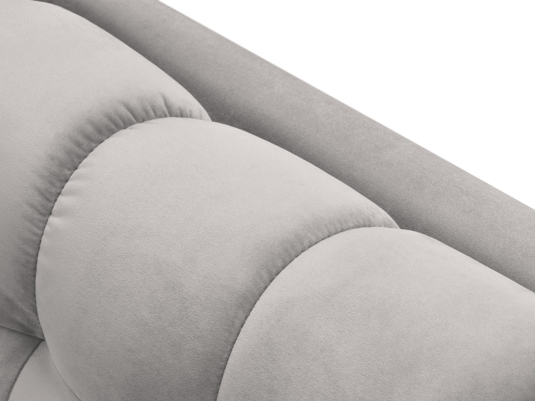 Elegante linke Chaise Longue Bali in Silver-Bluvel, ideal für stilvolle Wohnräume und entspannte Momente. Teil des modularen Sofas von Cosmopolitan Design.