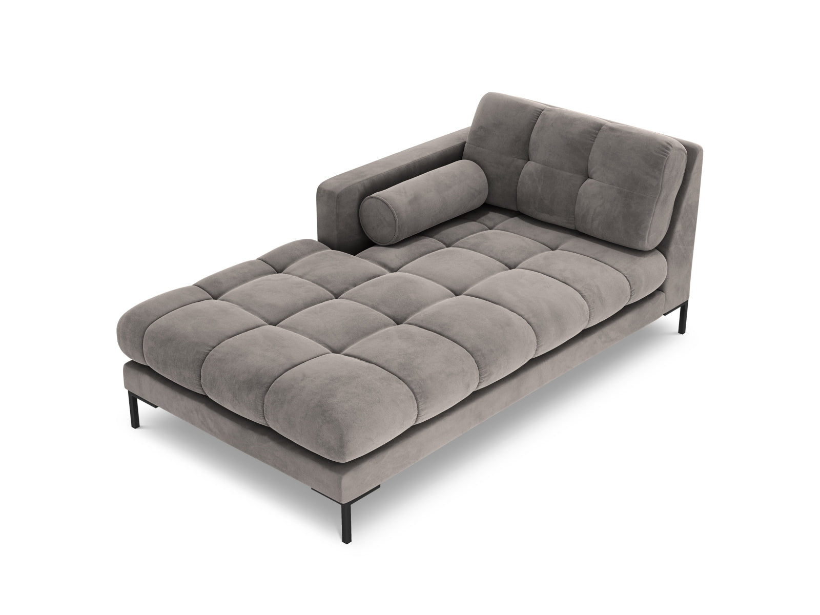 Elegante 1-Sitzer Chaise Longue links Bali in sanftem Grau, ideal für stilvolle Wohnräume und vielseitige Sofa-Kombinationen.
