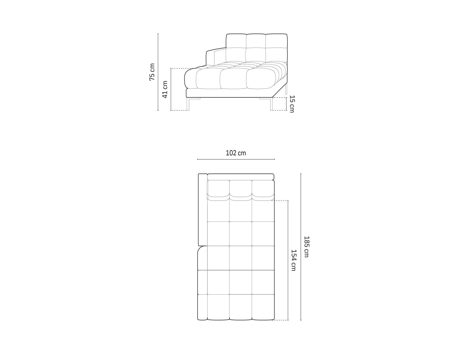 Moderne 1-Sitzer Chaise Longue links Bali in dezentem Grau, perfekt für kreative Raumgestaltungen und individuelle Sofalösungen.