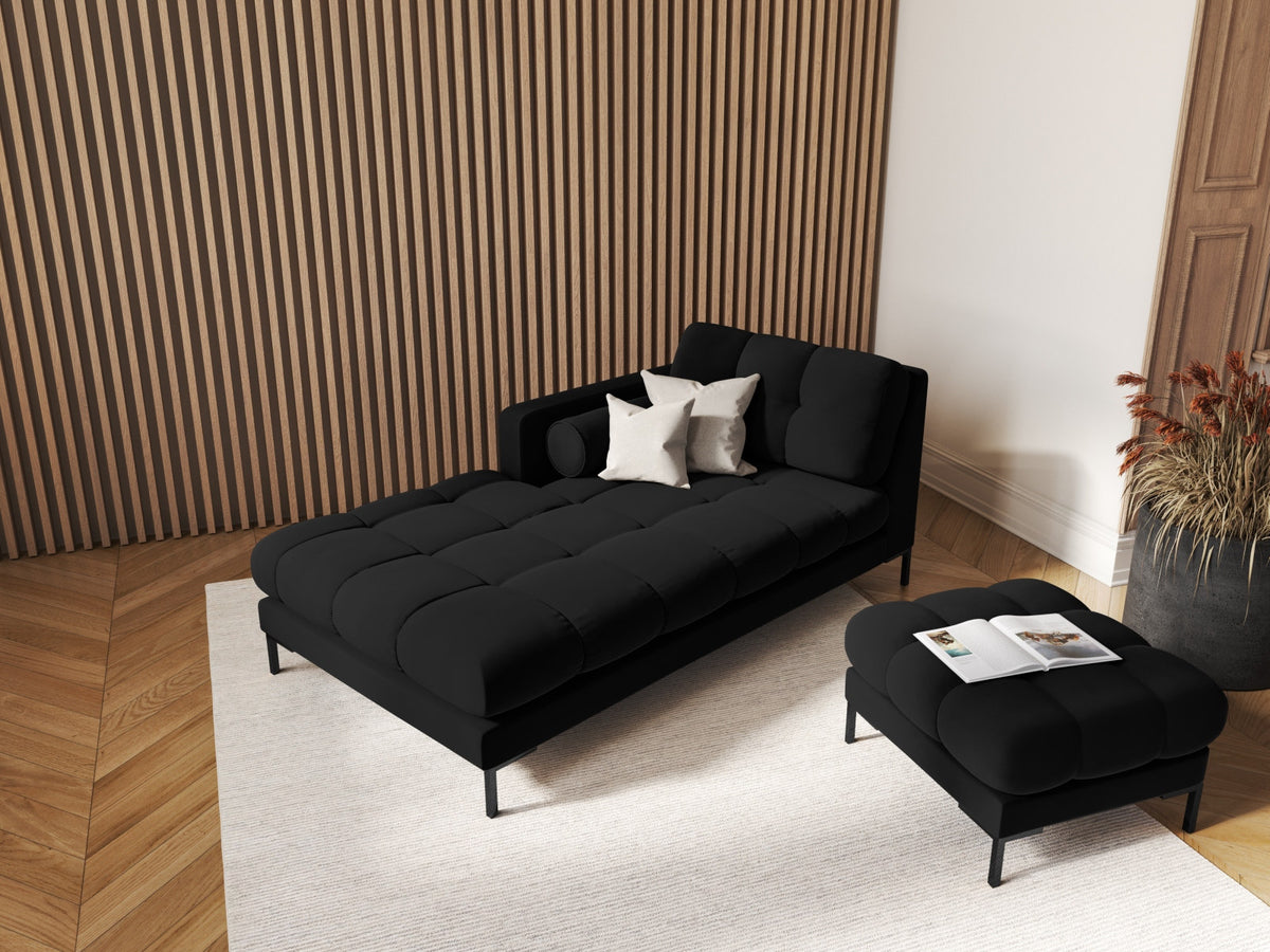 1-Sitzer Chaise Longue links Bali in Black-Bluvel präsentiert im Onlineshop von KAQTU Design AG. Modulares Sofa ist von Cosmopolitan Design