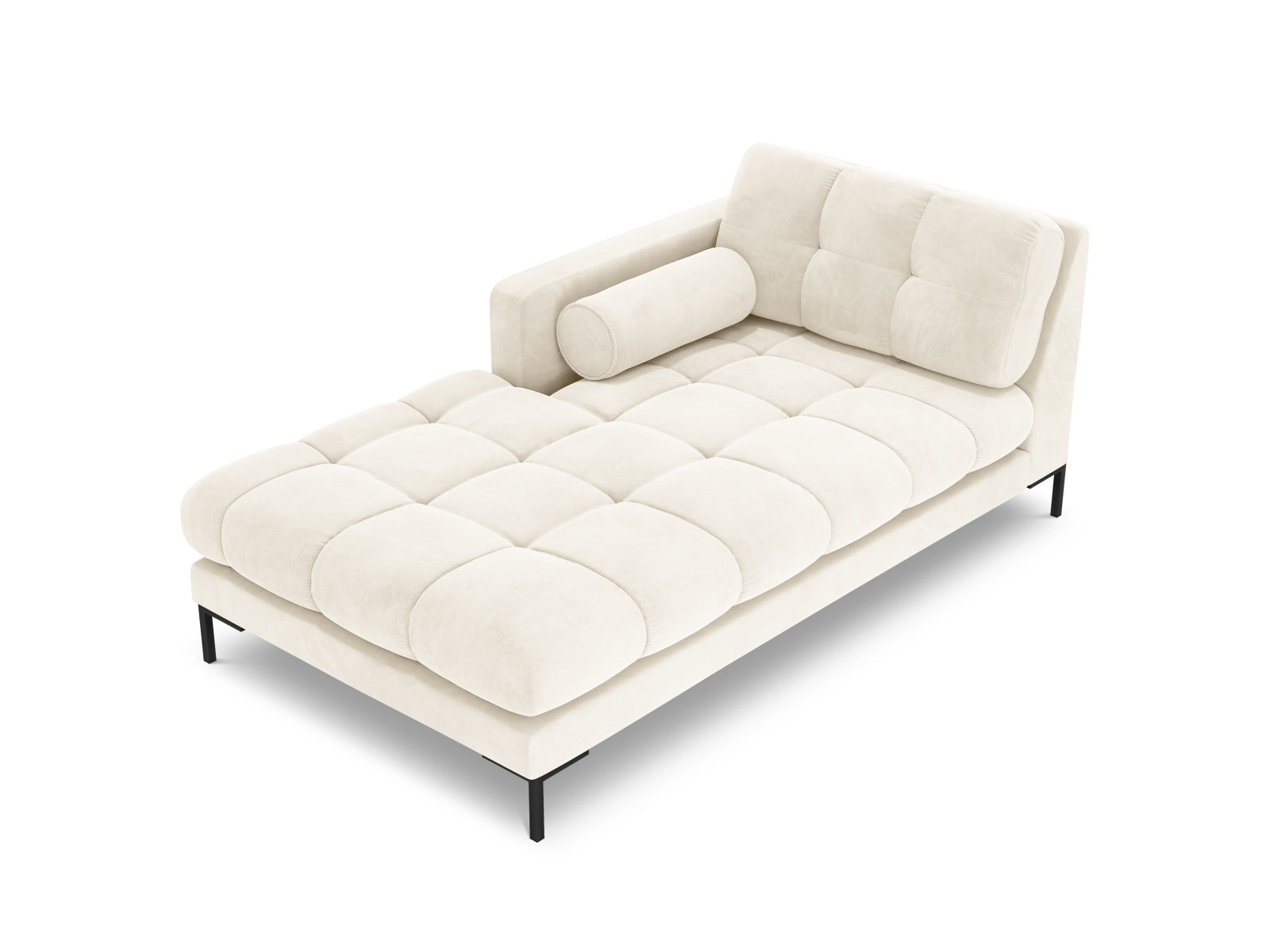 Elegante 1-Sitzer Chaise Longue links Bali in sanftem Beige, ideal für stilvolle Wohnräume. Teil der modularen Sofaserie von Cosmopolitan Design.