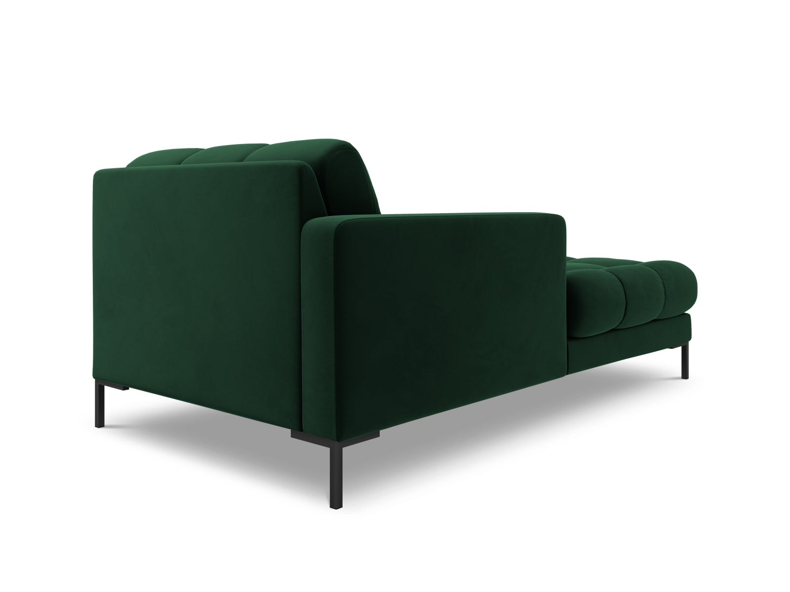 Elegante linke Chaise Longue Bali in sattem Flaschengrün, ideal für zeitgemäße Wohnräume und vielseitige Sofa-Arrangements.
