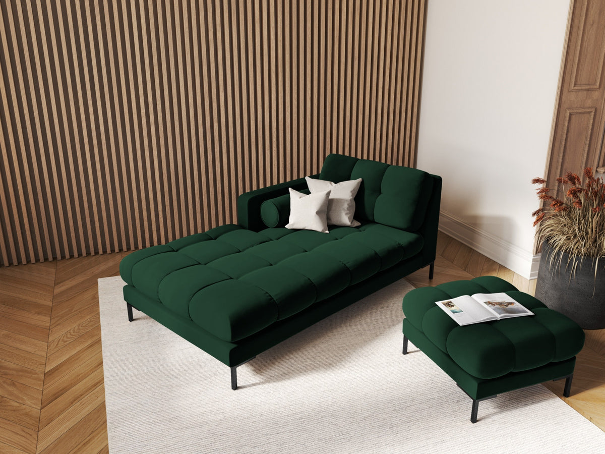 1-Sitzer Chaise Longue links Bali in Bottle Green-Bluvel präsentiert im Onlineshop von KAQTU Design AG. Modulares Sofa ist von Cosmopolitan Design