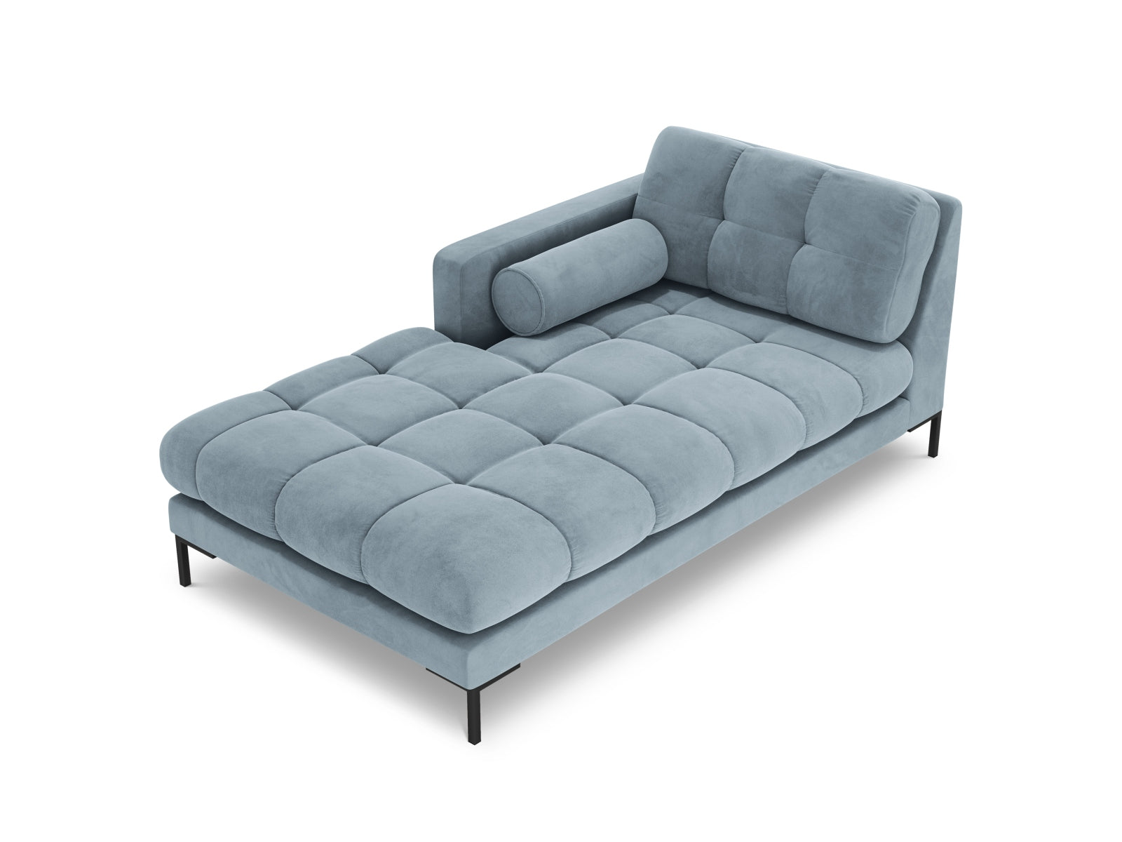 Elegante 1-Sitzer Chaise Longue links Bali in sanftem Hellblau, ideal für stilvolle Wohnräume und vielseitige Sofa-Kombinationen.