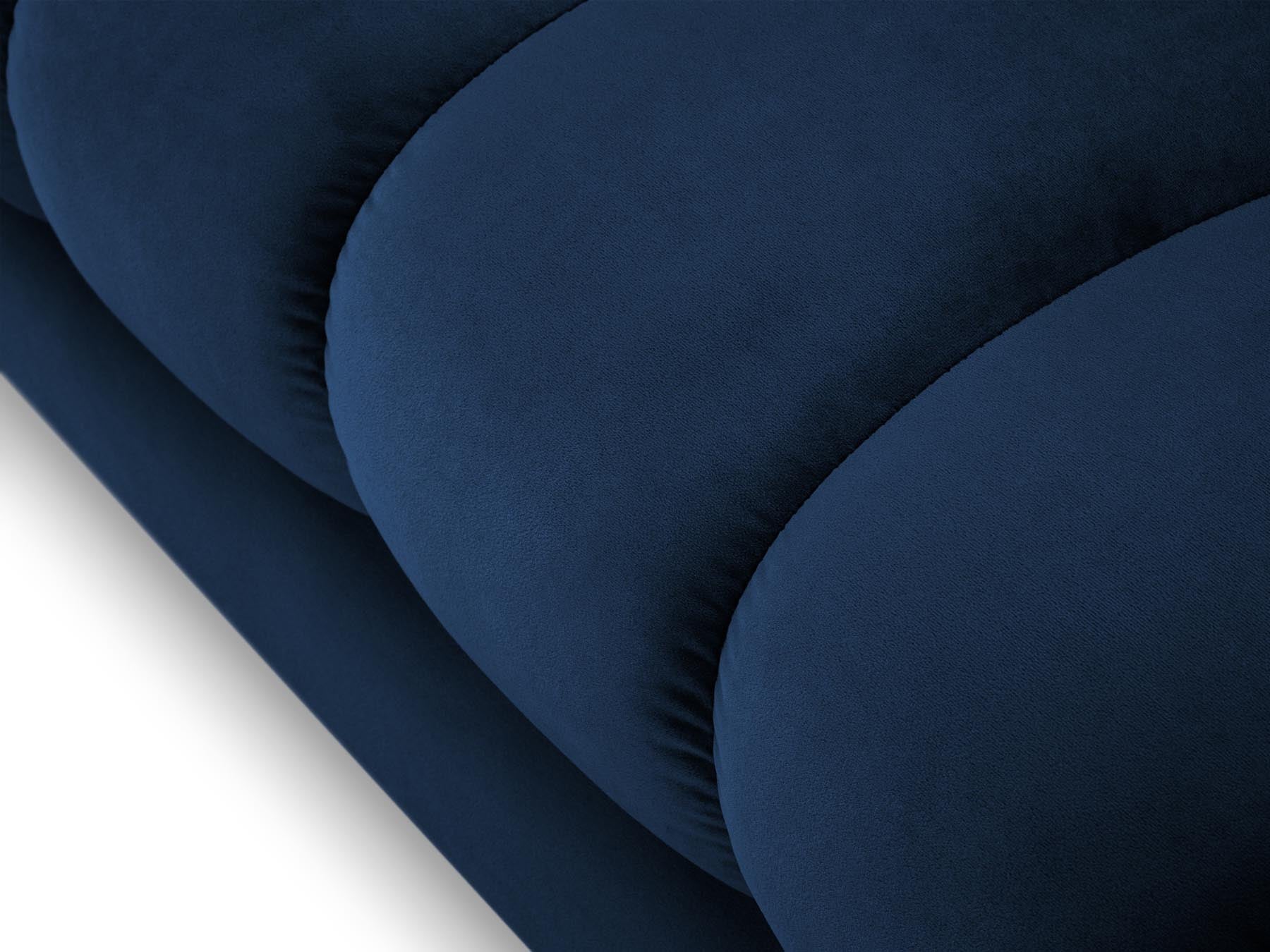 Moderne linke Chaise Longue Bali in Royal Blue-Bluvel, perfekt für gemütliche Ecken und stilvolle Einrichtung. Teil des modularen Sofas.