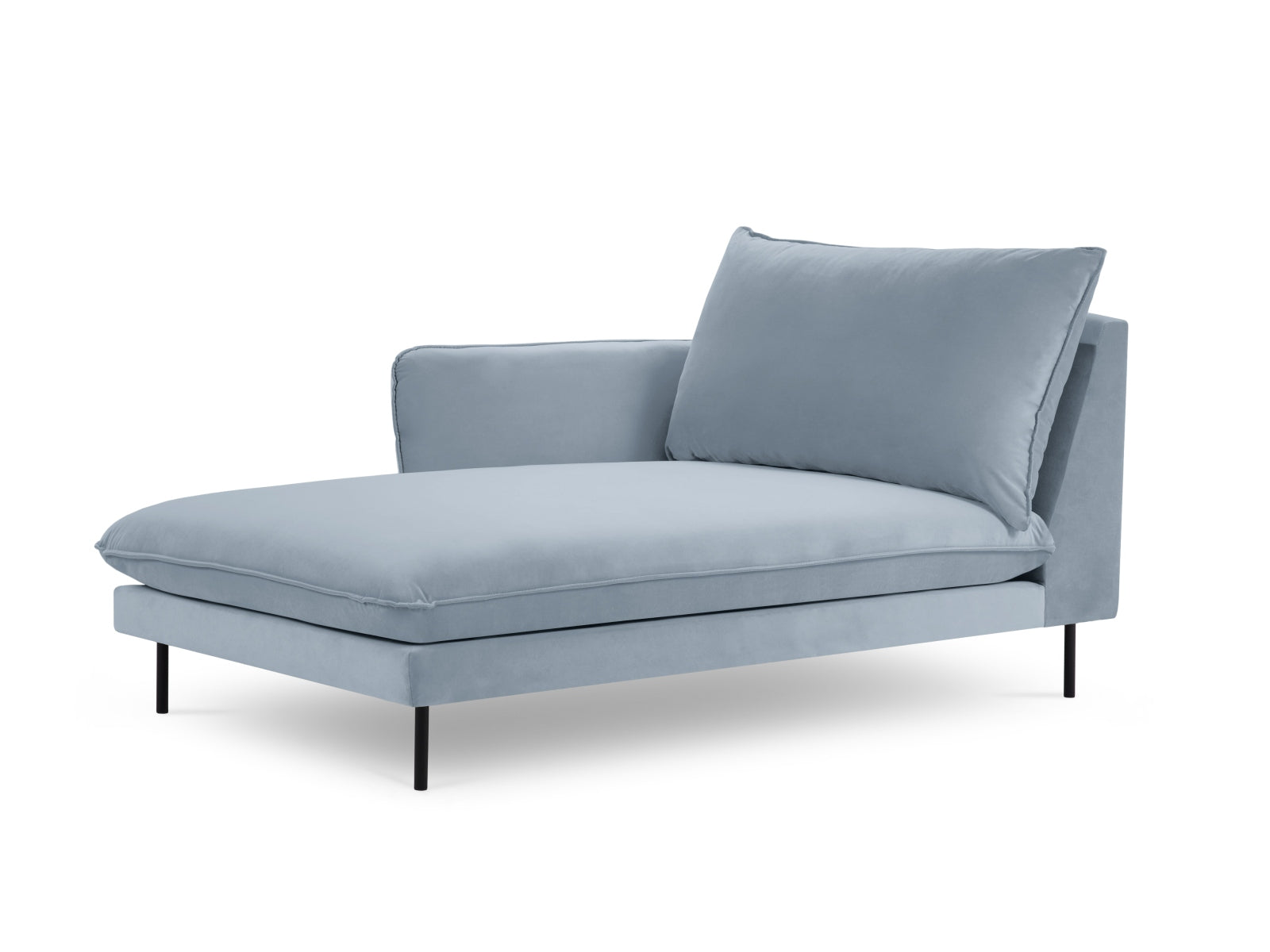 Vienna Velour Sofa Chaise Lounge links 1 Sitz 110cm in Light Blue/Schwarz präsentiert im Onlineshop von KAQTU Design AG. L-Sofa links ist von Cosmopolitan Design