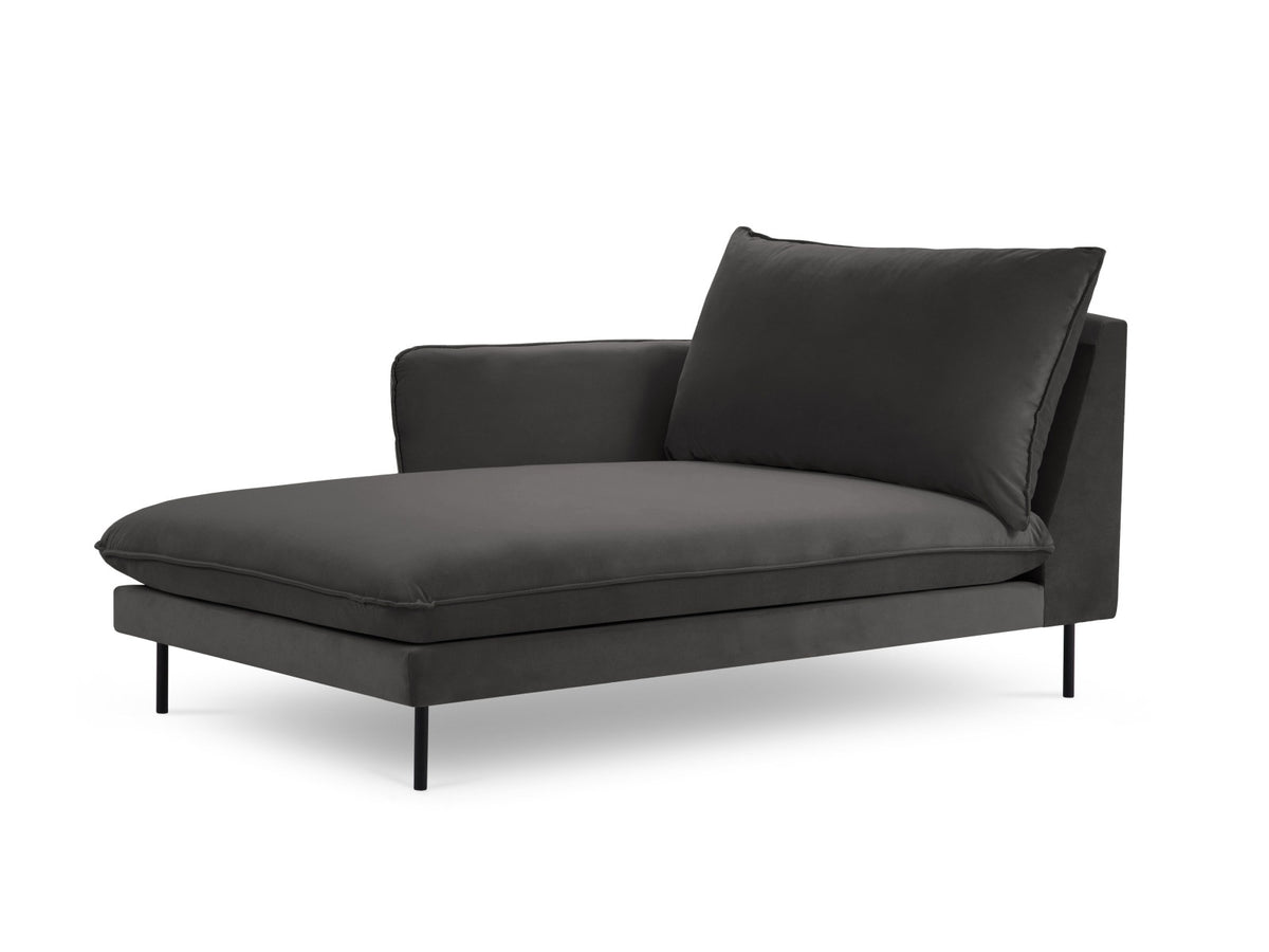 Vienna Velour Sofa Chaise Lounge links 1 Sitz 110cm in Dark Grey/Schwarz-Bluvel präsentiert im Onlineshop von KAQTU Design AG. L-Sofa links ist von Cosmopolitan Design