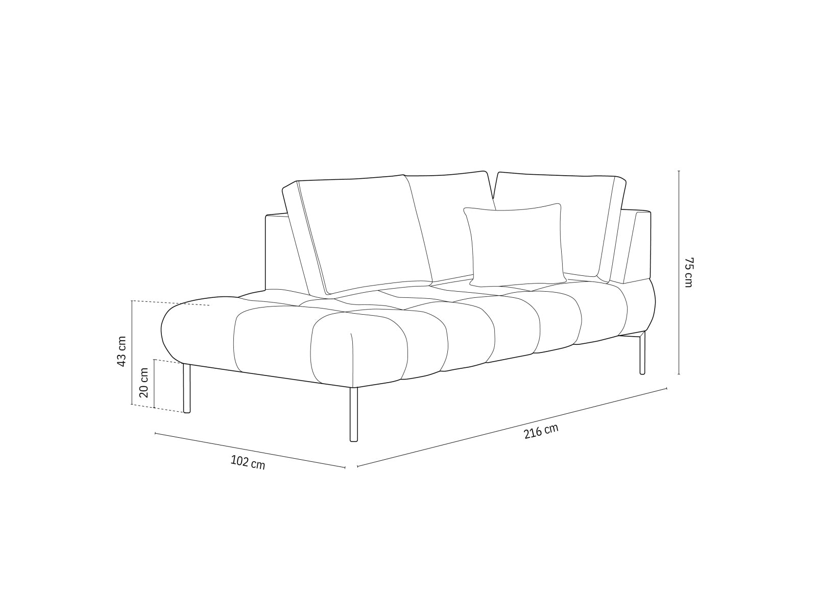 Geniessen Sie stilvollen Komfort mit der Hastings Velour Chaise Longue links 2 Sitzer von Cosmopolitan Design – ideal für Ihr modernes Wohnambiente.