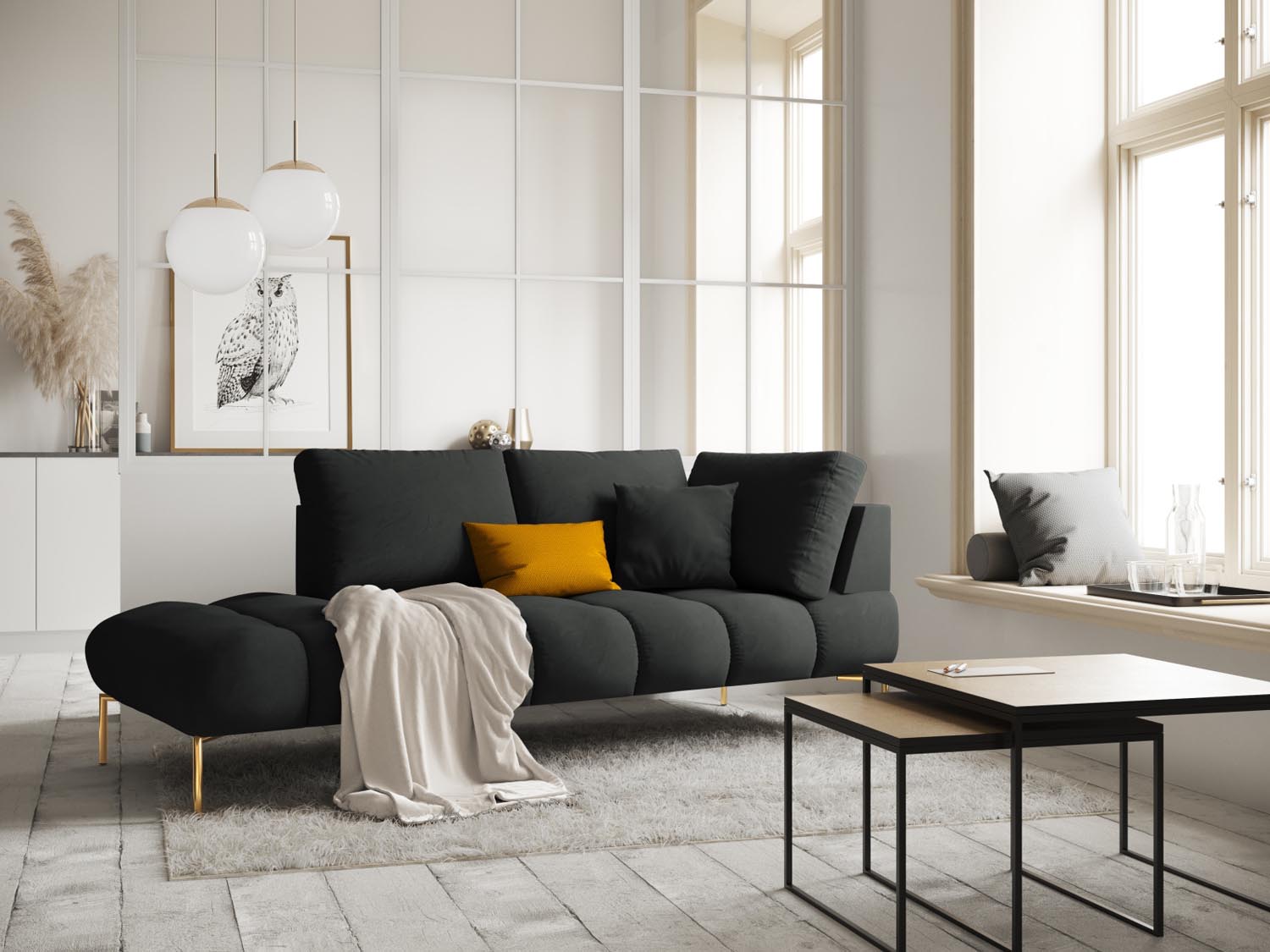 Erleben Sie luxuriösen Komfort mit der Hastings Velour Chaise Longue links 2 Sitzer von Cosmopolitan Design – perfekt für Ihr elegantes Zuhause.