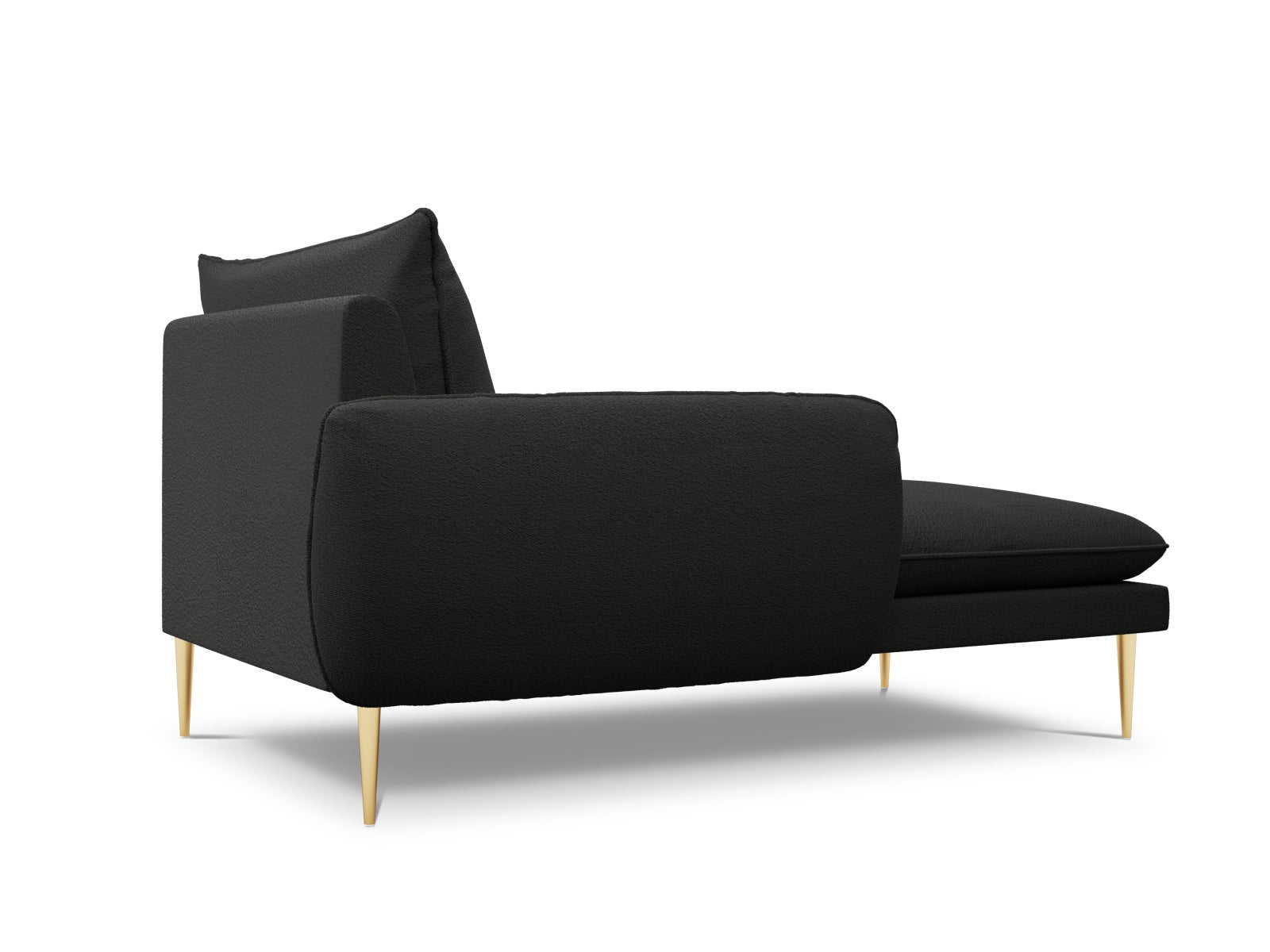 Elegantes linksseitiges Boucle-Sofa mit 1 Sitzplatz, 110 cm, in luxuriösem Schwarz und Gold, ideal für moderne Wohnräume.