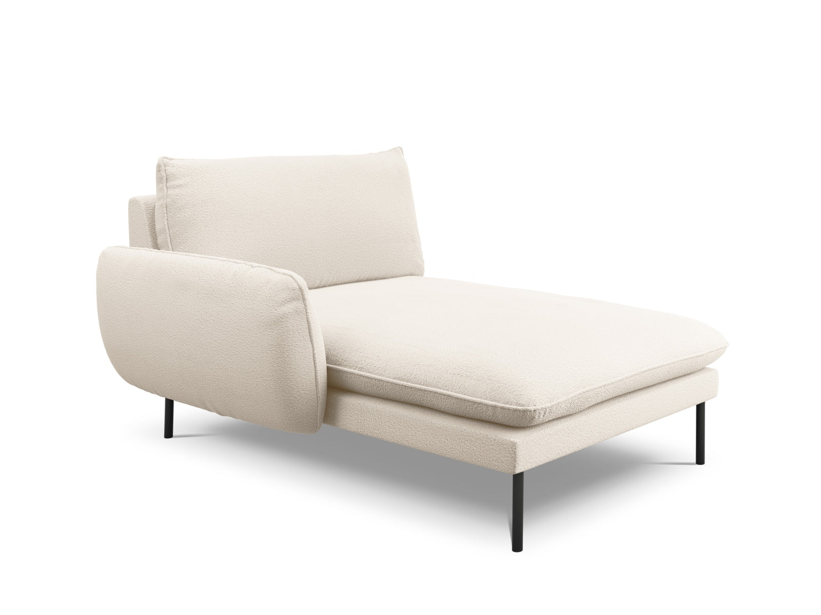 Vienna Boucle Sofa Chaise Lounge links 1 Sitz 110cm in Beige/Schwarz-Ascot präsentiert im Onlineshop von KAQTU Design AG. L-Sofa links ist von Cosmopolitan Design