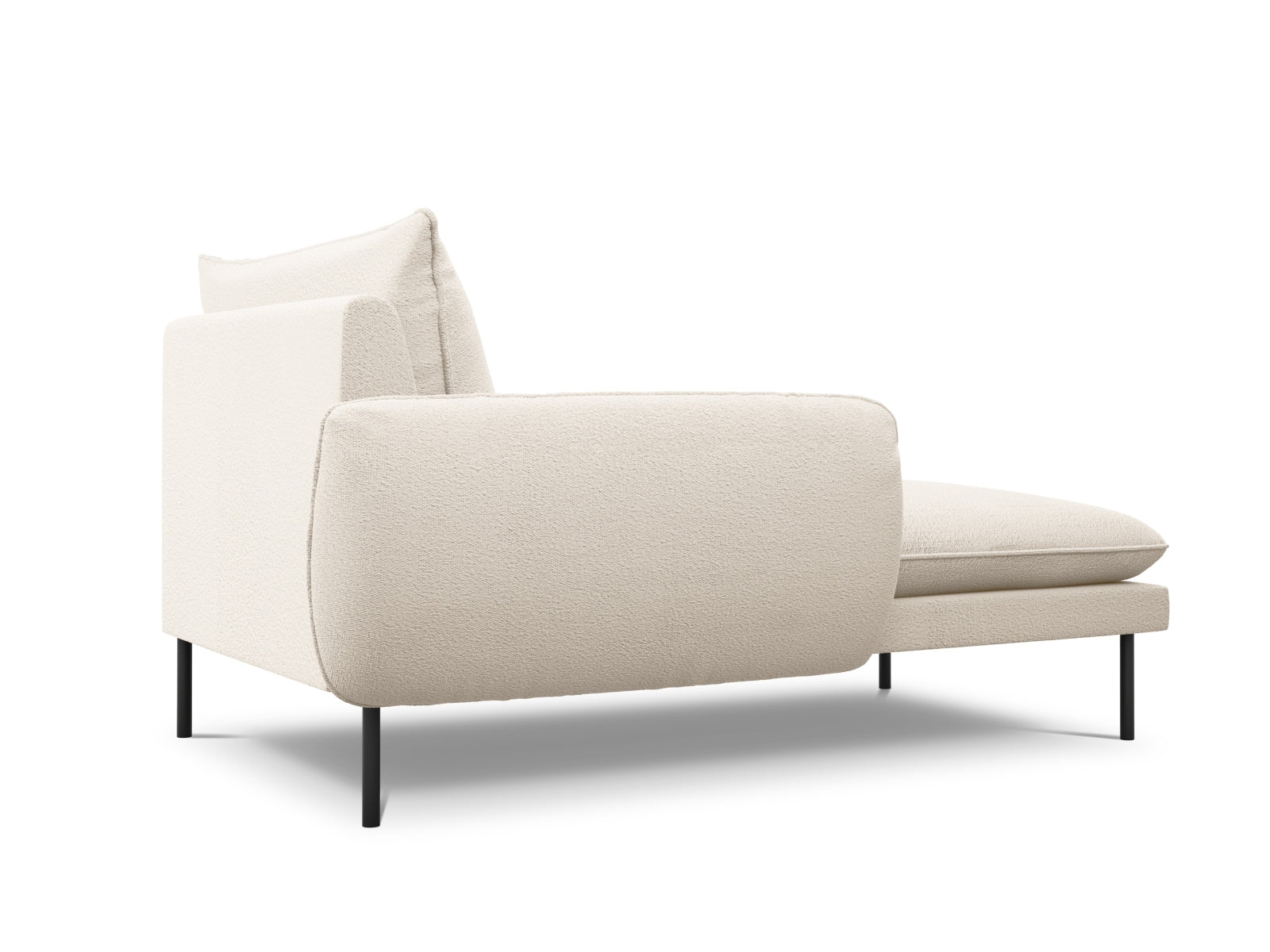 Elegantes Boucle-Sofa Chaise Lounge links, 1 Sitz, 110 cm, in modernem Beige und Schwarz, ideal für stilvolle Wohnräume.
