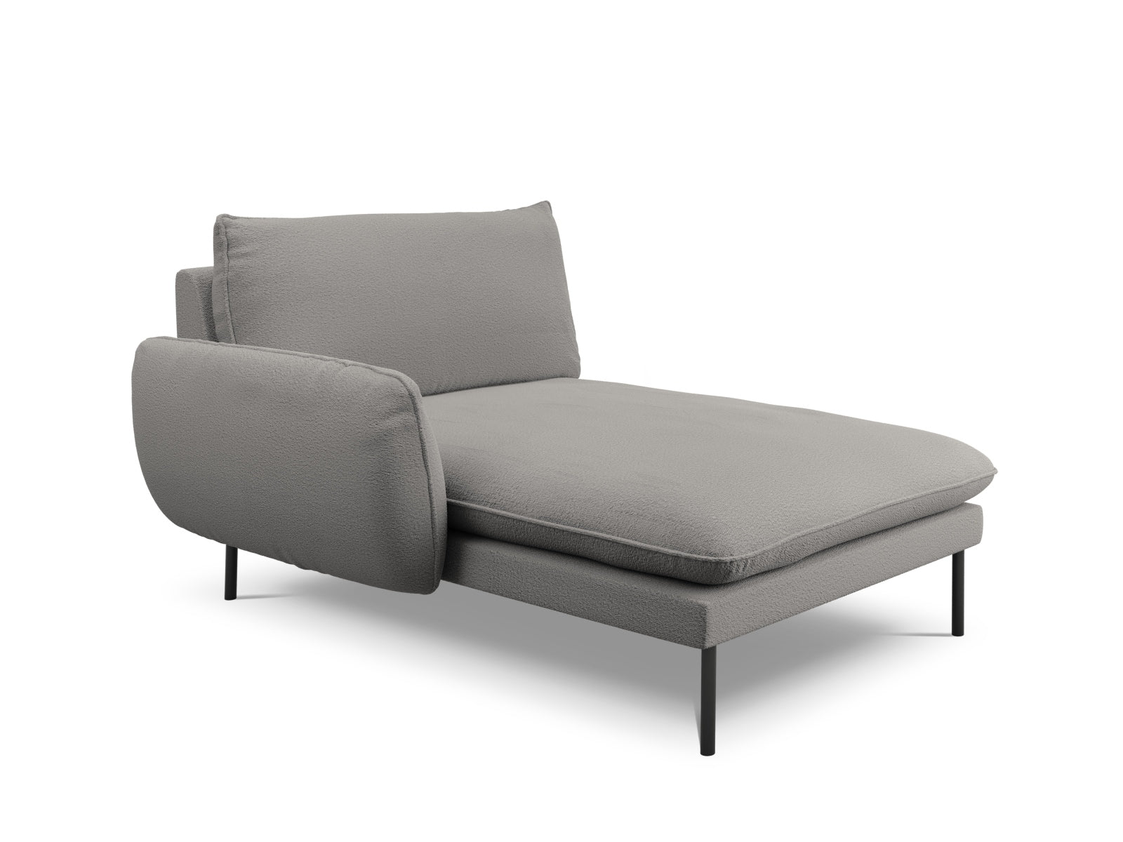 Vienna Boucle Sofa Chaise Lounge links 1 Sitz 110cm in Grey/Schwarz-Ascot präsentiert im Onlineshop von KAQTU Design AG. L-Sofa links ist von Cosmopolitan Design