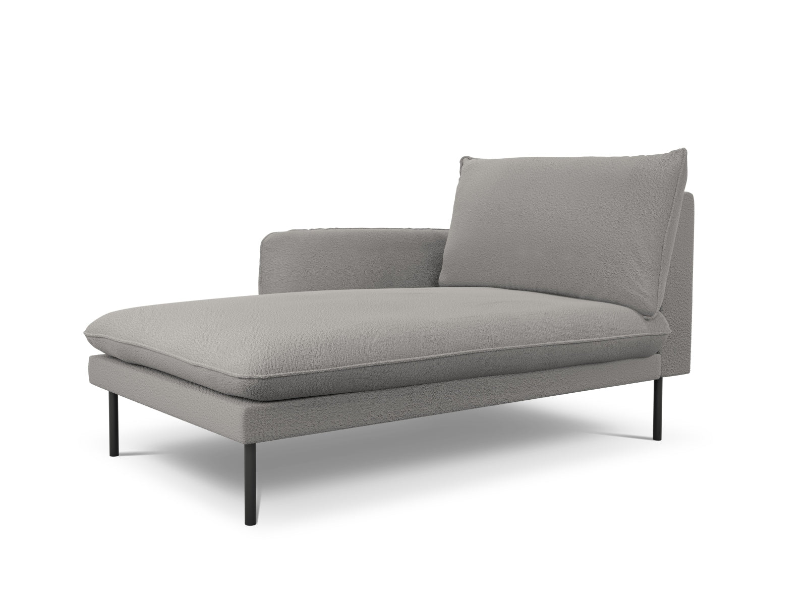 Stilvolles Vienna Boucle Sofa Chaise Lounge links mit 1 Sitz, 110 cm, in elegantem Grau/Schwarz, perfekt für zeitgemäße Inneneinrichtungen.