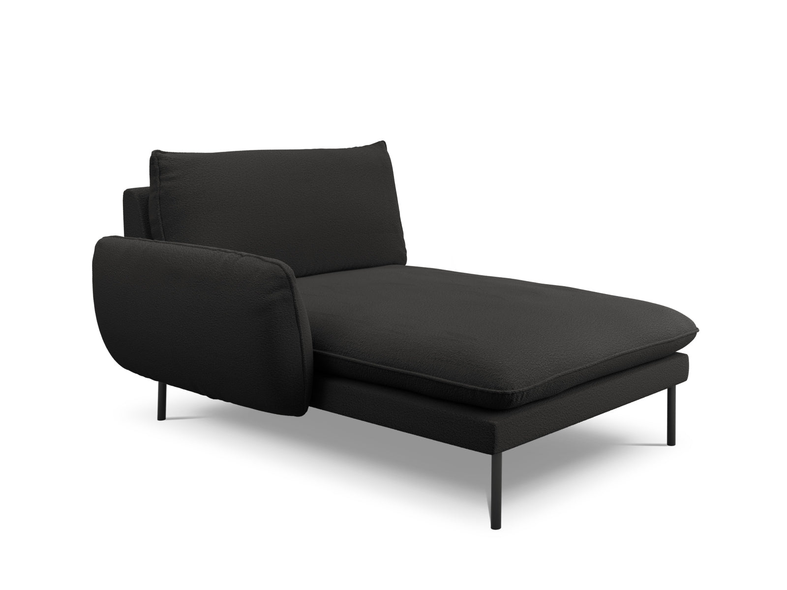 Vienna Boucle Sofa Chaise Lounge links 1 Sitz 110cm in Black/Schwarz-Ascot präsentiert im Onlineshop von KAQTU Design AG. L-Sofa links ist von Cosmopolitan Design