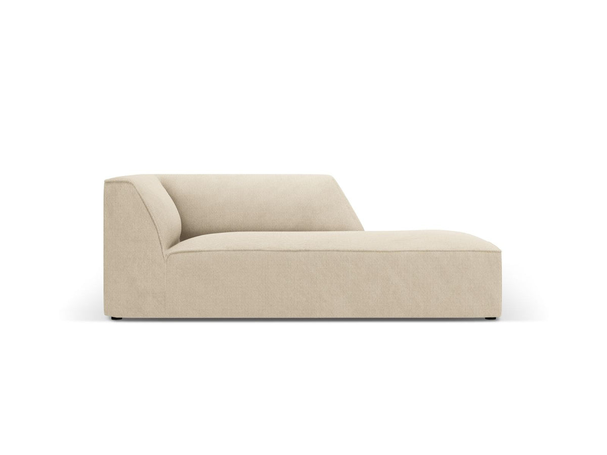 Siena Chaiselongue rechts 1-Sitzer 181cm in Light Beige-Scala mit strukturiertem Cordstoff, Massivholzrahmen und schwarzen Kunststoffbeinen.