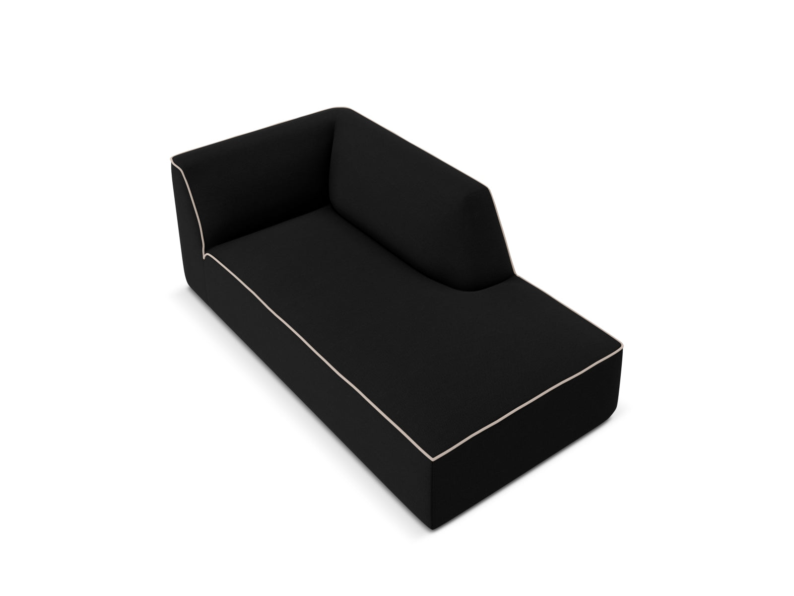 Oslo Chaise Longue rechts 1 Sitzer in Black, Grey Beige Melange präsentiert im Onlineshop von KAQTU Design AG. Modulares Sofa ist von Cosmopolitan Design