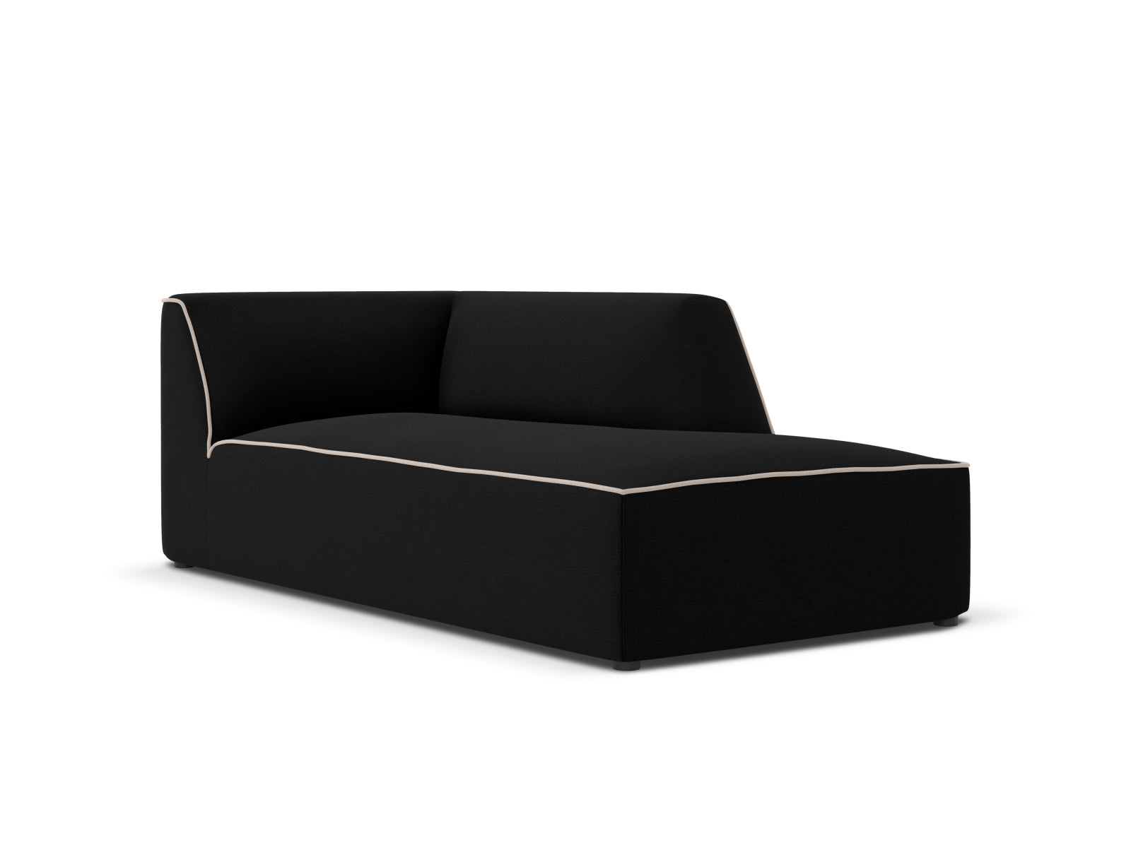 Oslo Chaise Longue rechts 1 Sitzer in Black, Grey Beige Melange präsentiert im Onlineshop von KAQTU Design AG. Modulares Sofa ist von Cosmopolitan Design